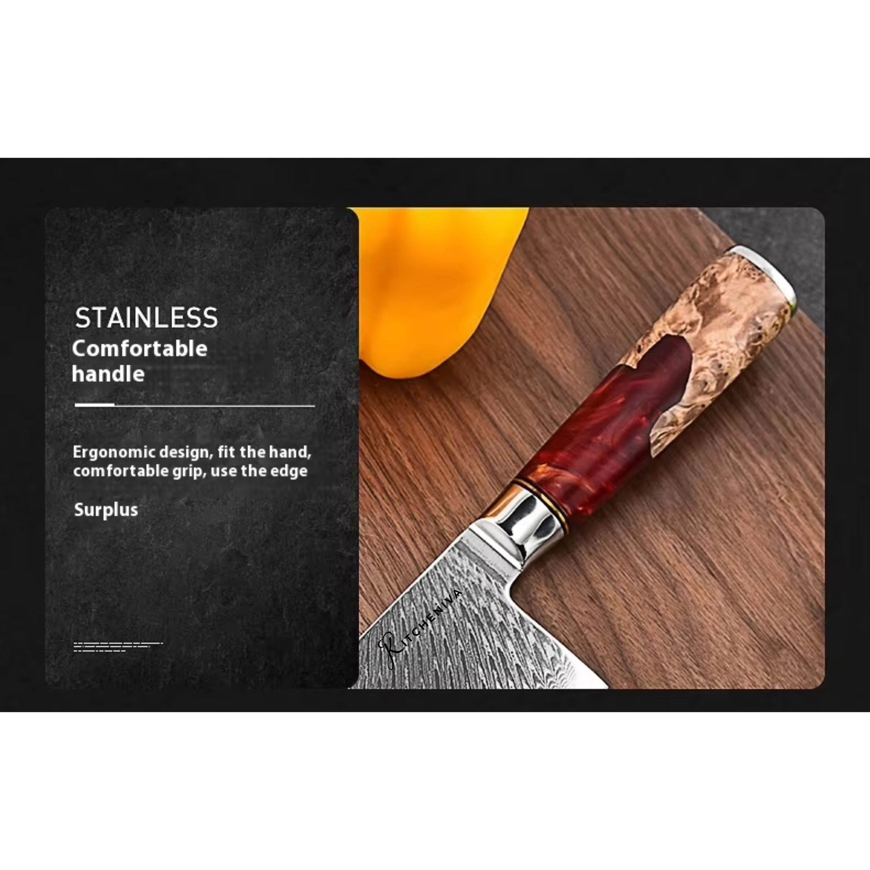 Kitcheniva 6-Piece VG10 Core  Japanese Style Knife Set With Wood Resin Handle