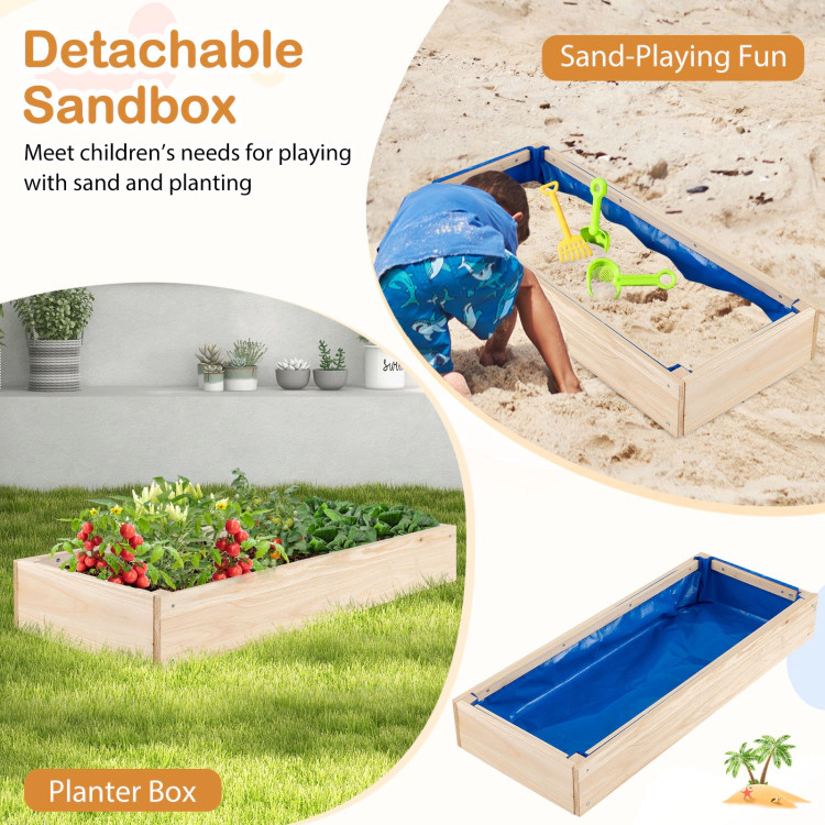 Hivvago Outdoor Play Pretend Kitchen with Detachable Sandbox and Removable Sink-Natural