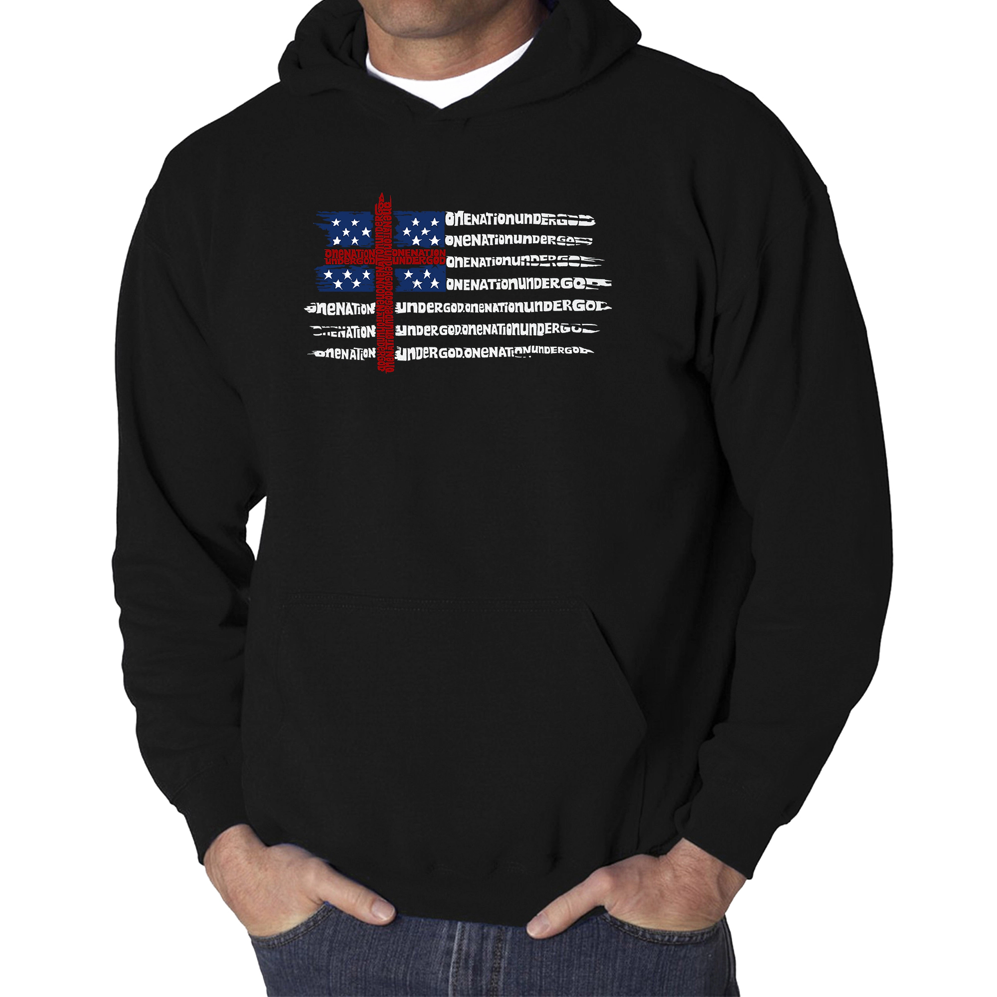 LA Pop Art One Nation Flag - Men's Word Hooded Sweatshirt