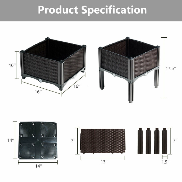 Hivvago Set of 4 Elevated Flower Vegetable Herb Grow Planter Box