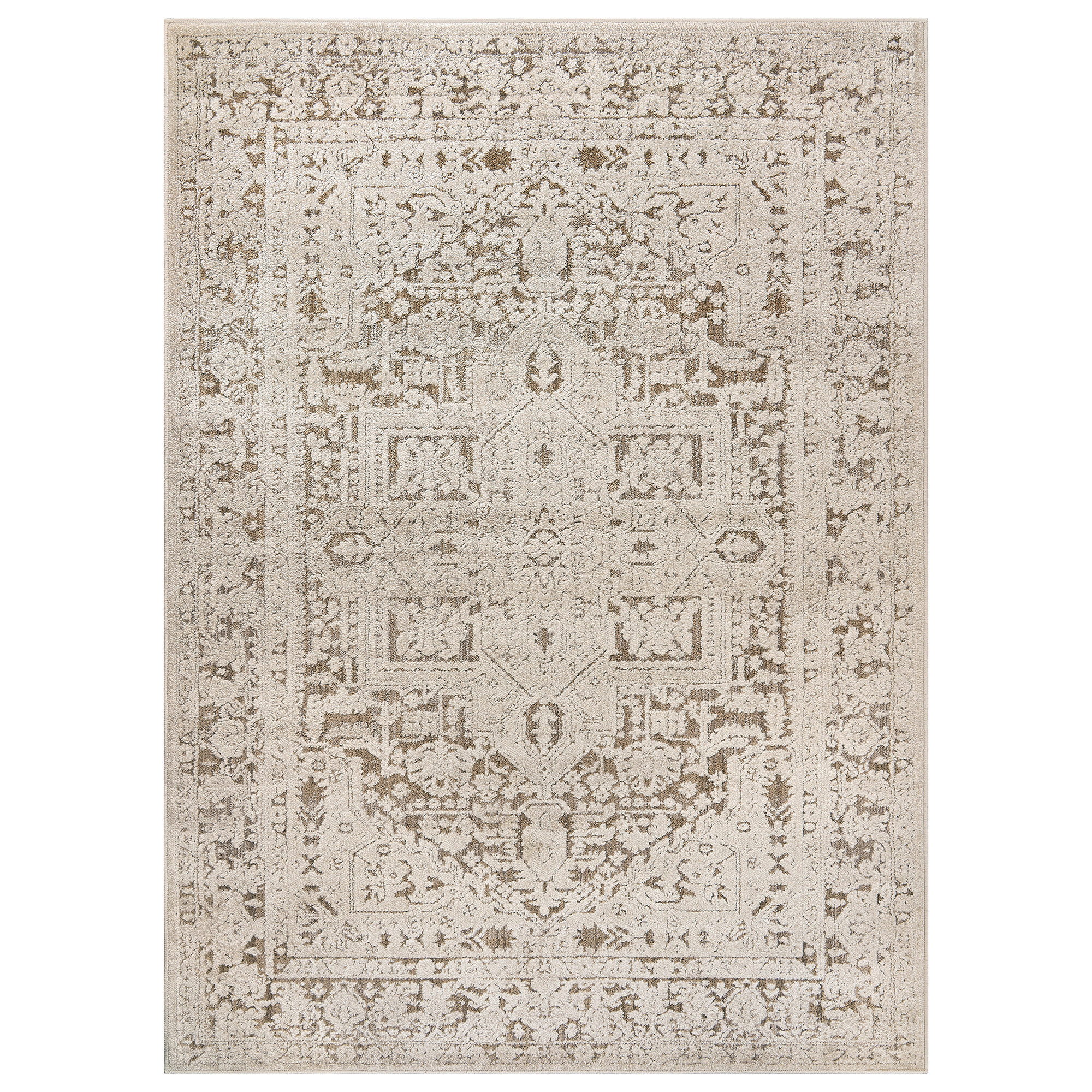 World Rug Gallery Textured High-Low Indoor Area Rug, Taupe Beige Design, Jute Backing, Entryway Rug, Easy-Care