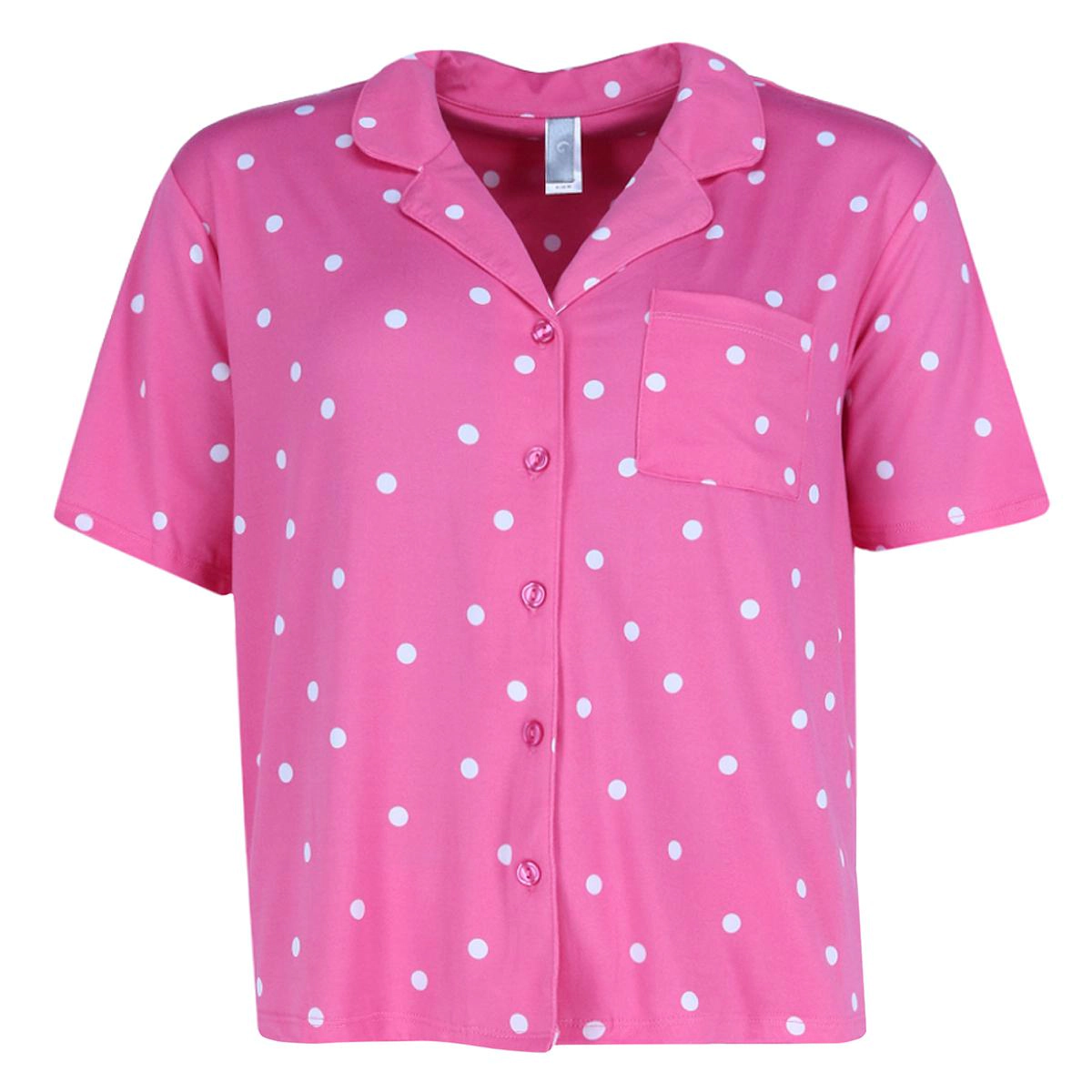 PJ Couture Women's Button Down Polka Dot Stripe Pajama Short Set