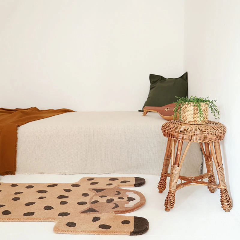 Nattiot Hand Tufted Wool Leopard Print Kid'S Bedroom Rug - Kumako