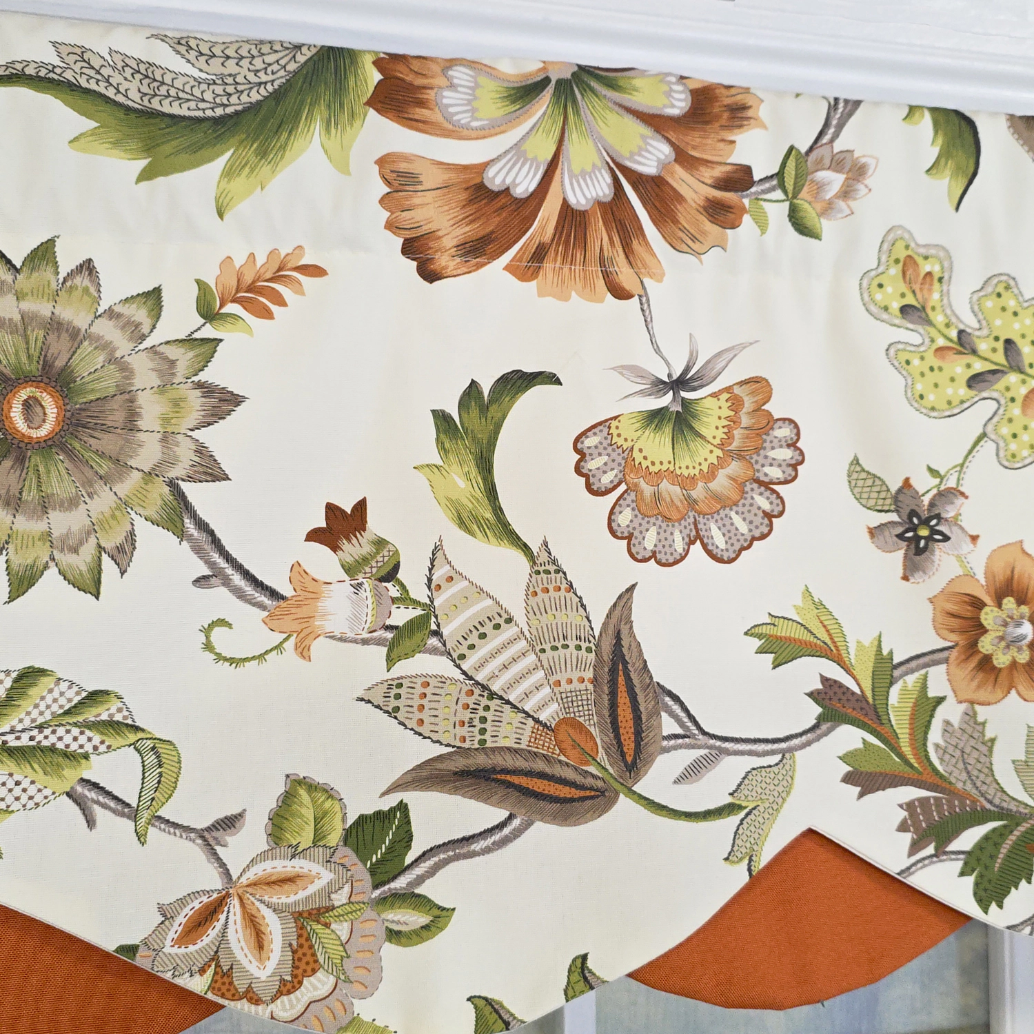 RLF Home 100% Cotton Zanzibar Petticoat With Poly/Cotton lining Rod Pocket Valance 50" x 17" Orange