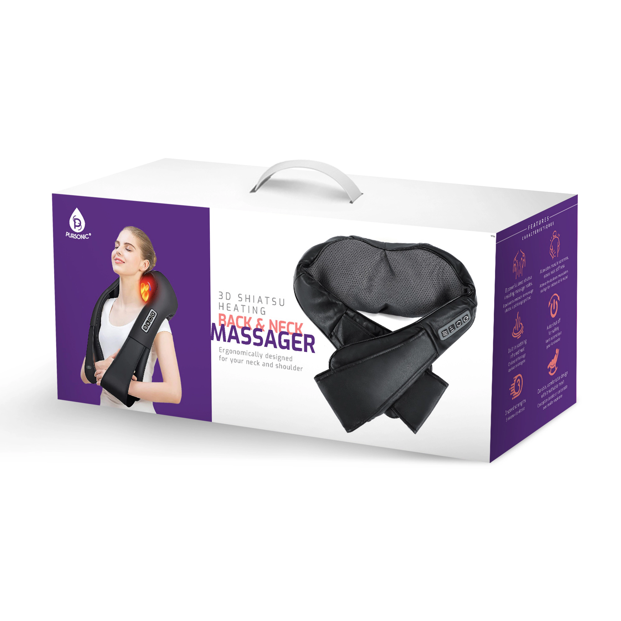 Pursonic Unisex Heated Deep Tissue 3D Shiatsu Back & Neck Massager