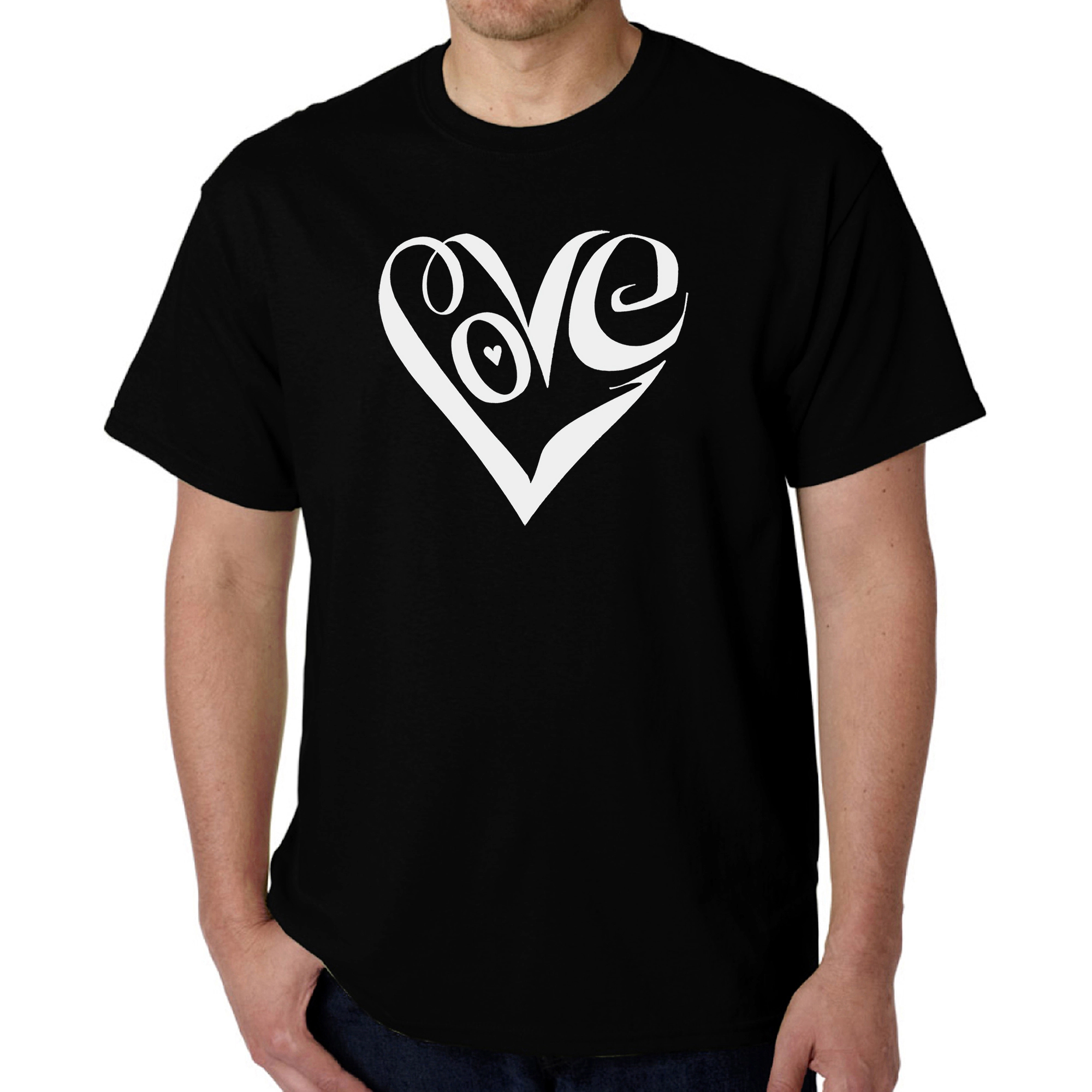 LA Pop Art Men's Word T-Shirt - Script Love Heart