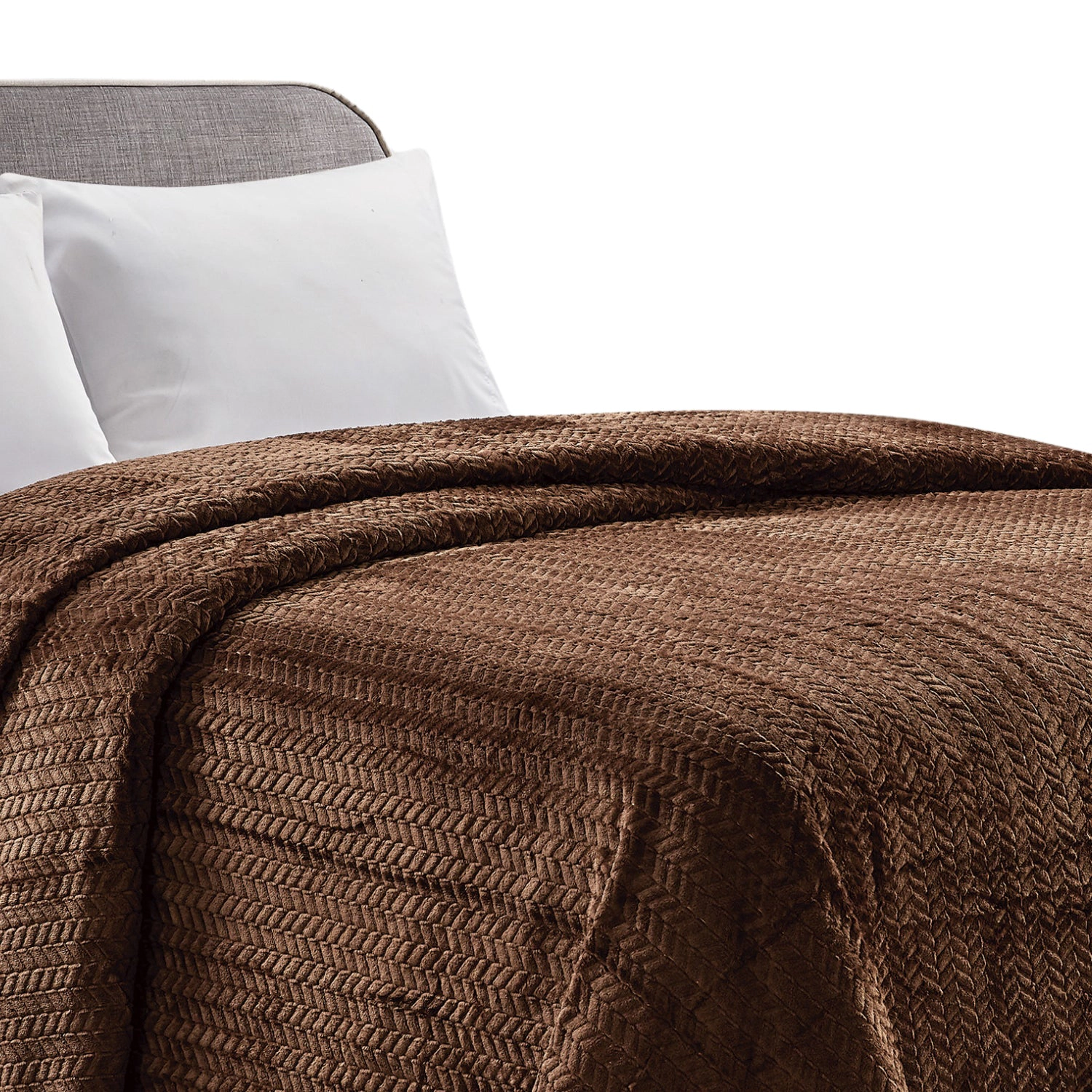 Plazatex 100% Polyester Chevron Braided Ultra Soft plush Throw Blanket Queen Chocolate