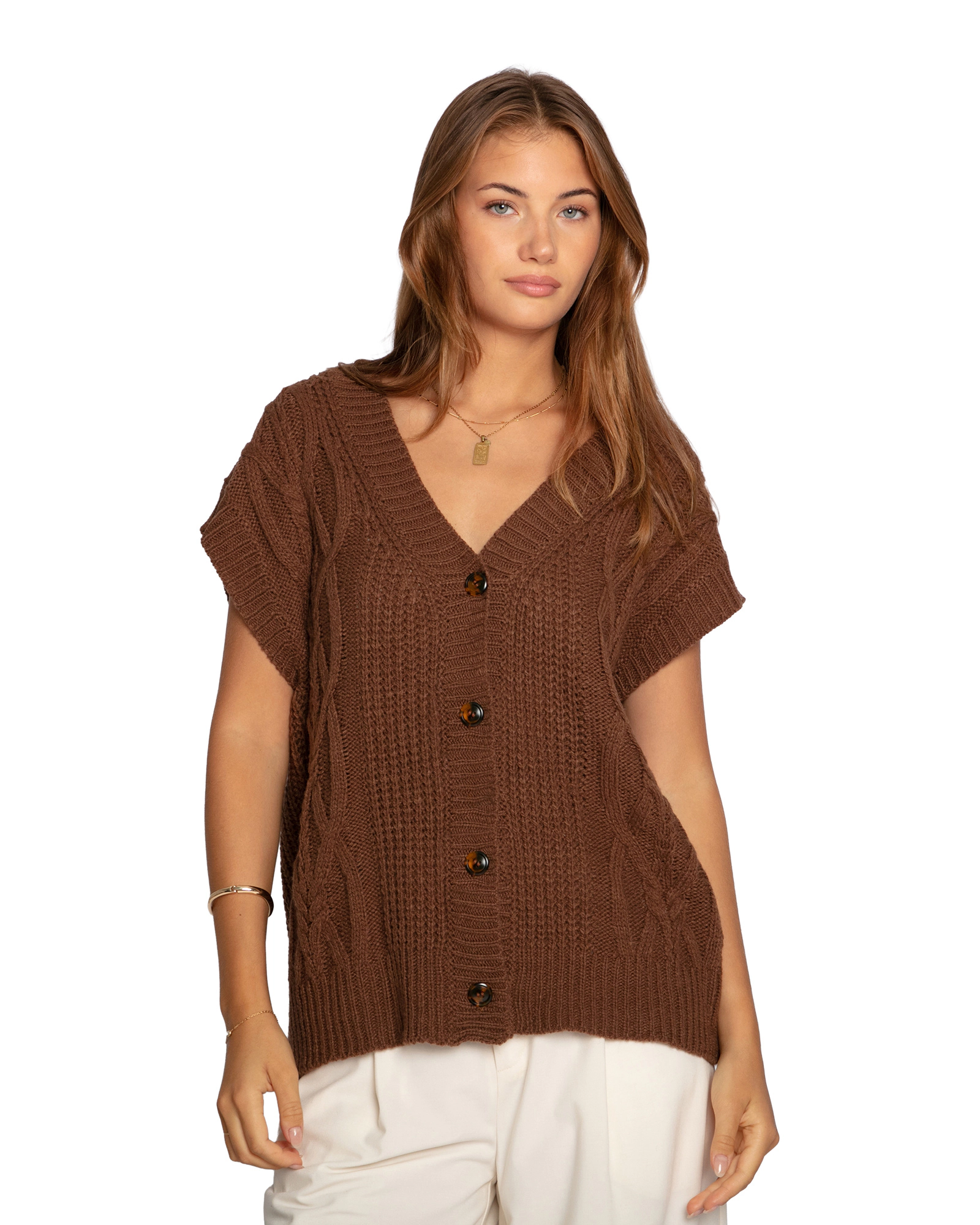 Belle & Bloom Rosette Oversized Knitted Vest
