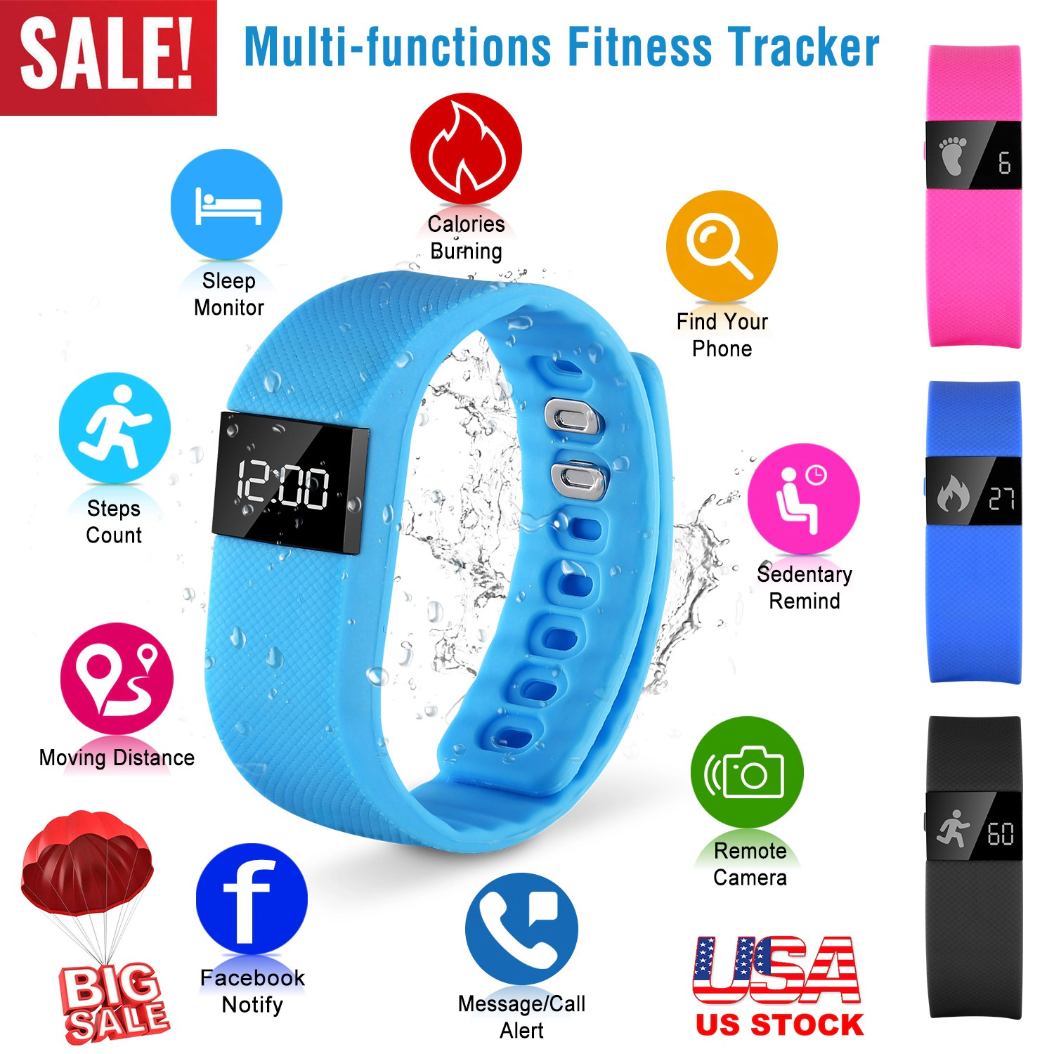 GBruno IP56 Waterproof Fitness Tracker Watch
