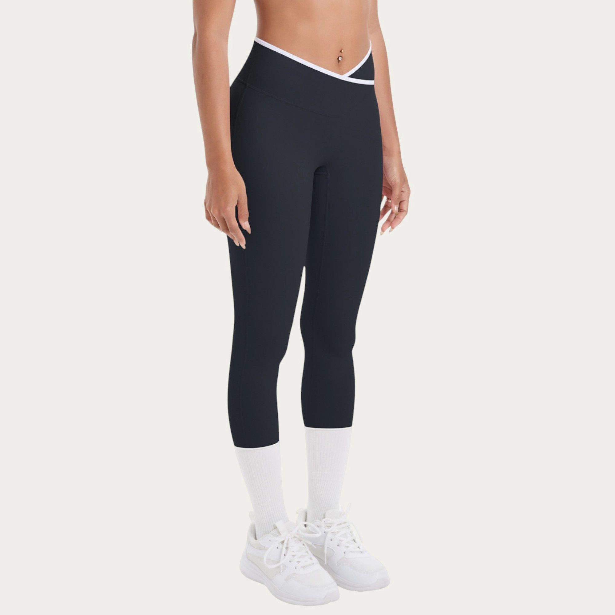 Anna-Kaci Active Women's High Waist Crossover Leggings with Contoured Fit and V-Shaped Waistband