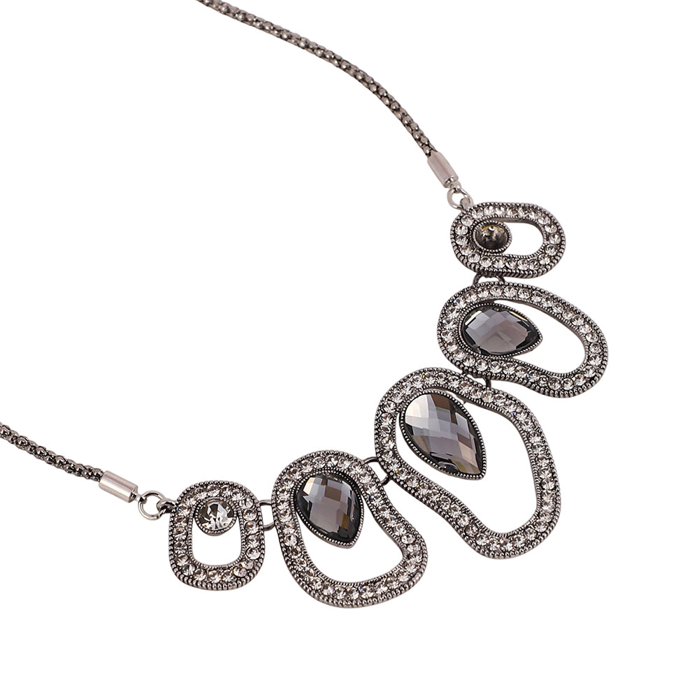 SOHI Women's The Teardrop-Halo Collar Necklace - Space Grey