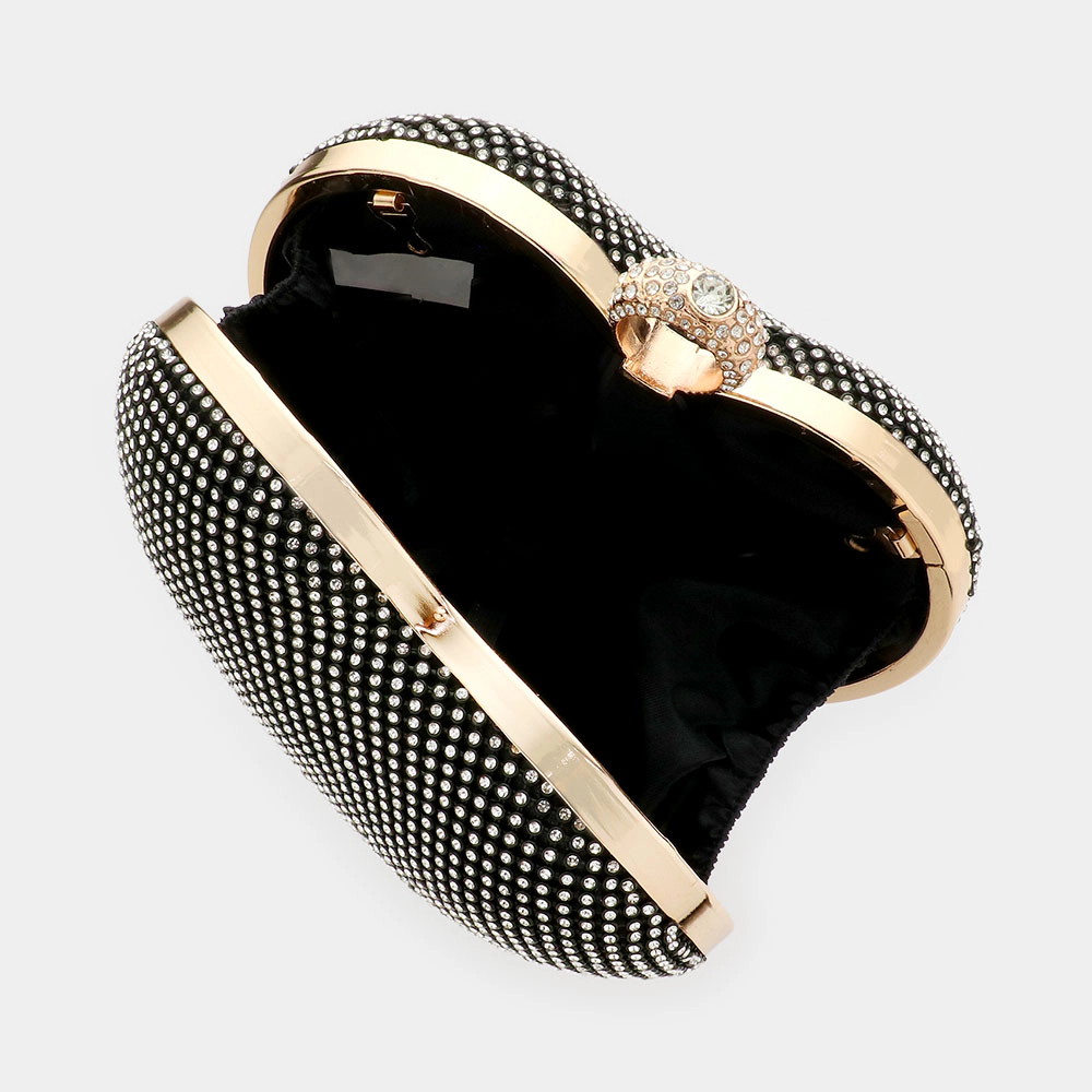 Fashnzfab Rhinestone Embellished Heart Evening Clutch Crossbody Bag