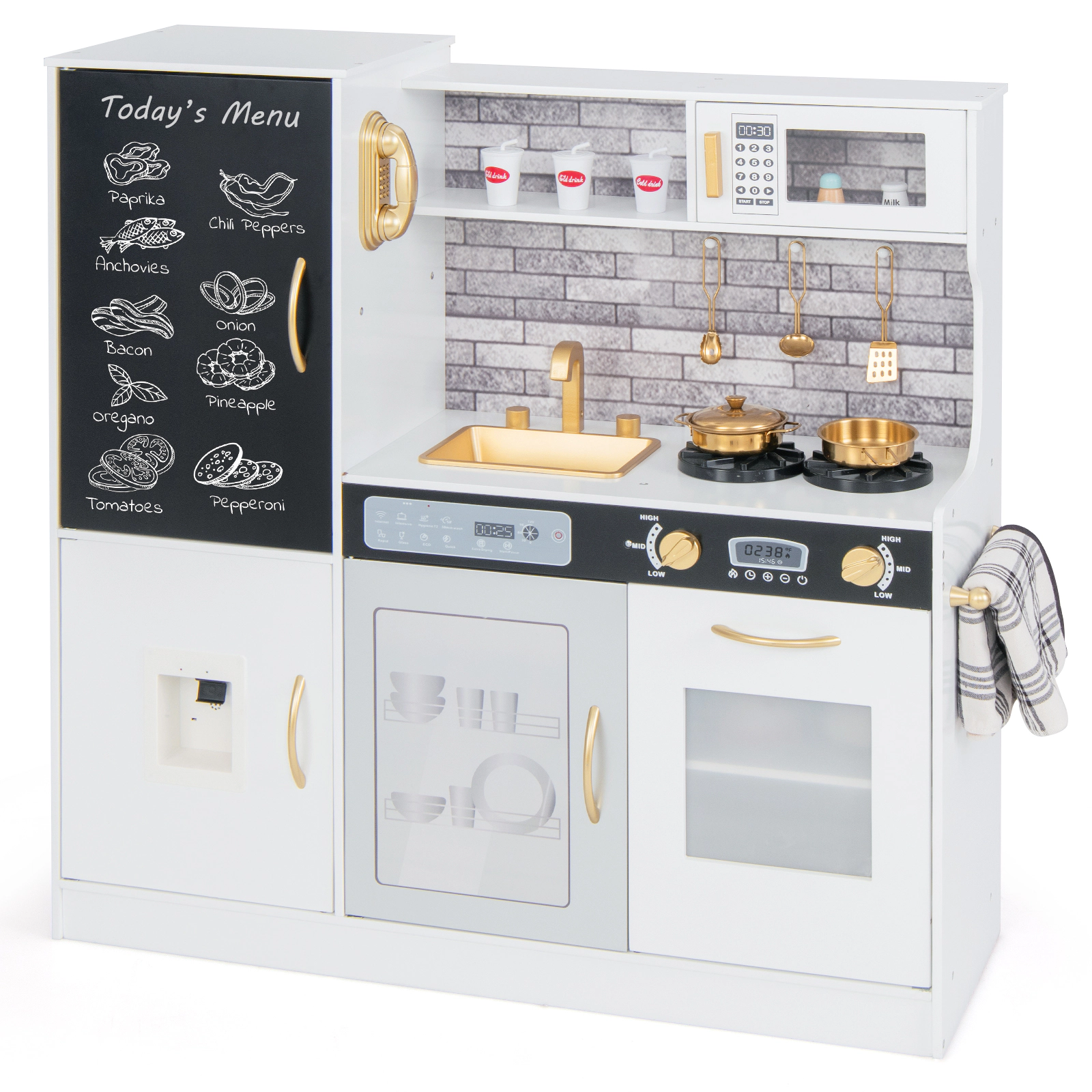 Hivvago Pretend Play Kitchen with Utensils for Kids Aged 3+