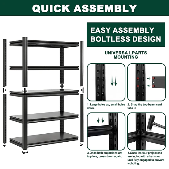 Flynama 5-Tiers Steel Heavy Duty Freestanding Garage Storage Shelving Unit in Black (47.2 in. W x 72 in. H x 23.6 in. D)