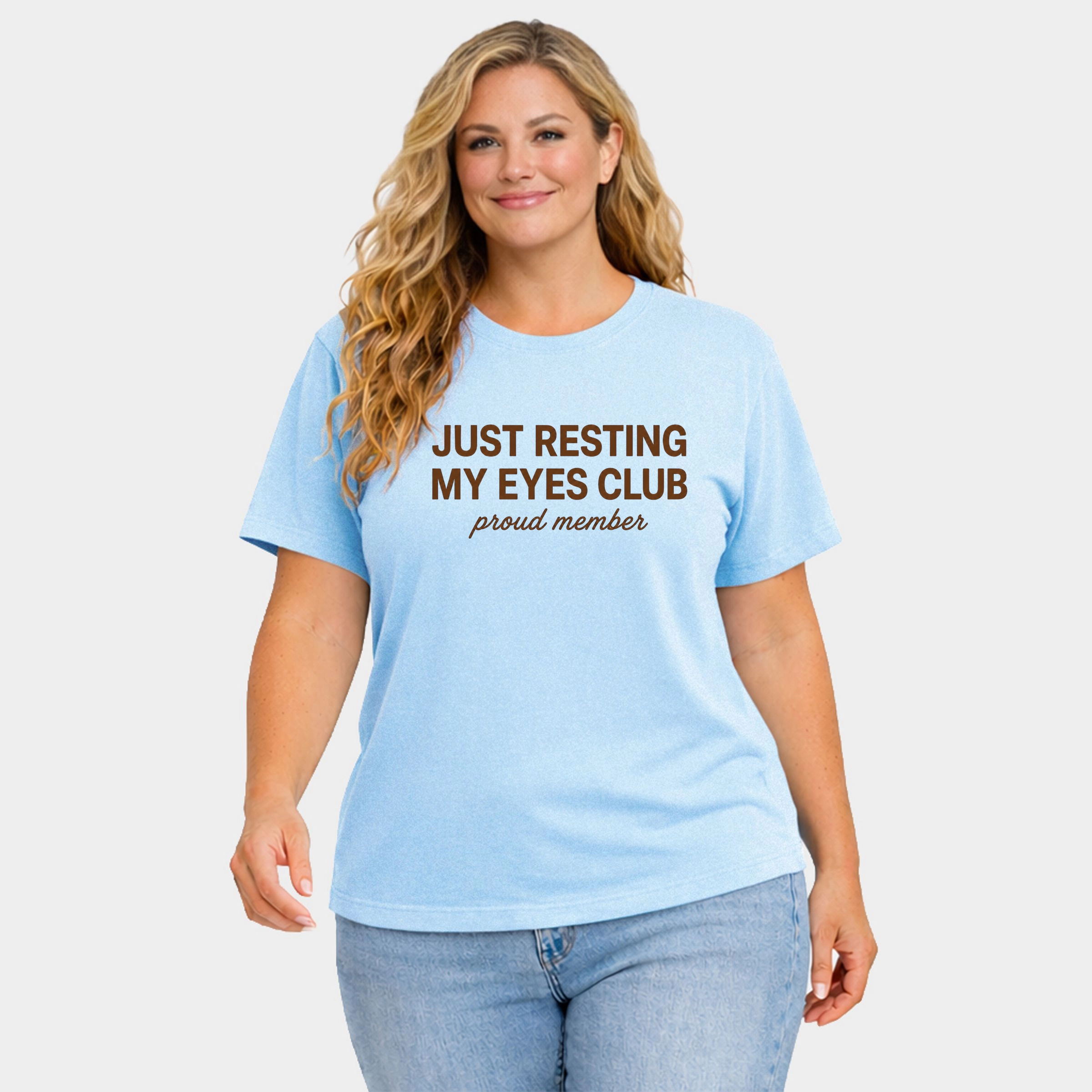 Simply Sage Market - Women's Plus Sized Garment Dyed Graphic T-Shirt Just Resting My Eyes Club Proud Member