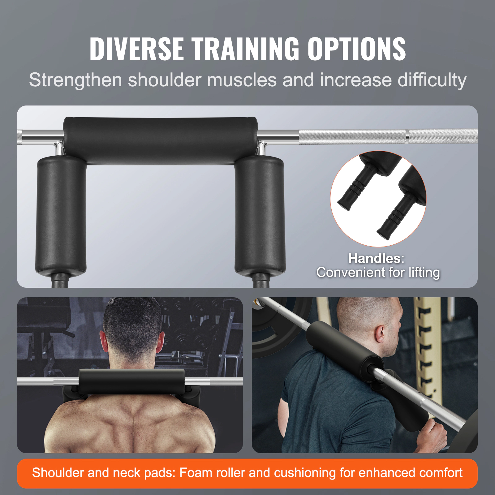 HONGGE Safety Squat Bar with Shoulder & Arm Pads, 700 lbs Capacity, Fits 2-Inch Plates for Front Squats & Lunges