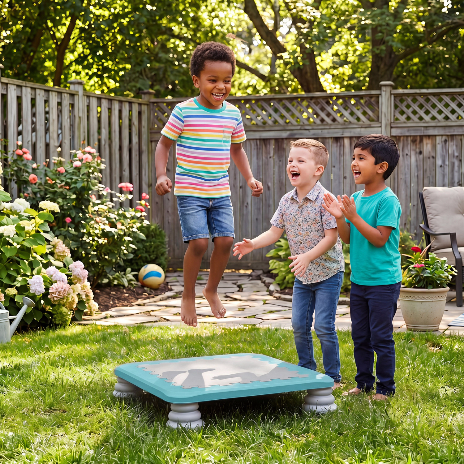 LJG 25.5 Inch Kids Mini Trampoline with 4 Removable and Non-Slip Foot Pads