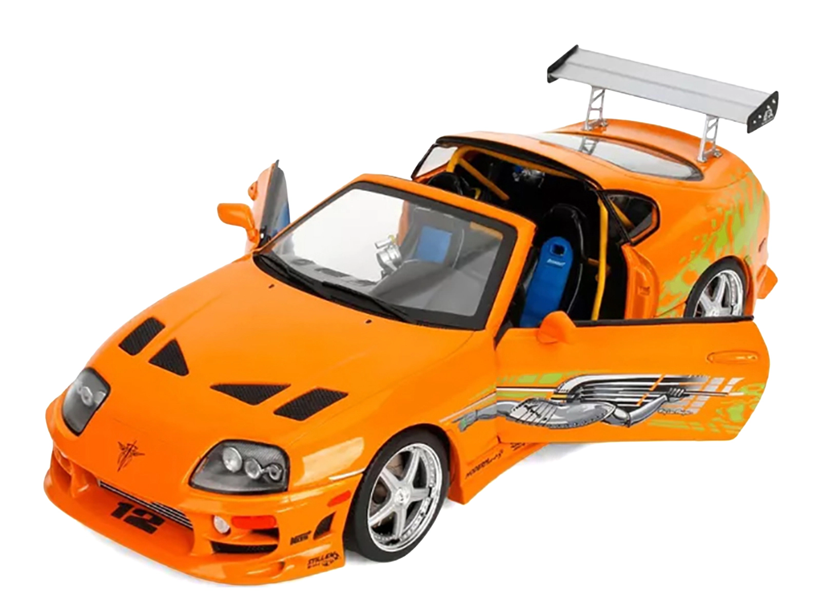 Jada 1993 Toyota Supra Orange with Graphics "The Fast and the Furious" (2001) Movie "25 Years of Fast &