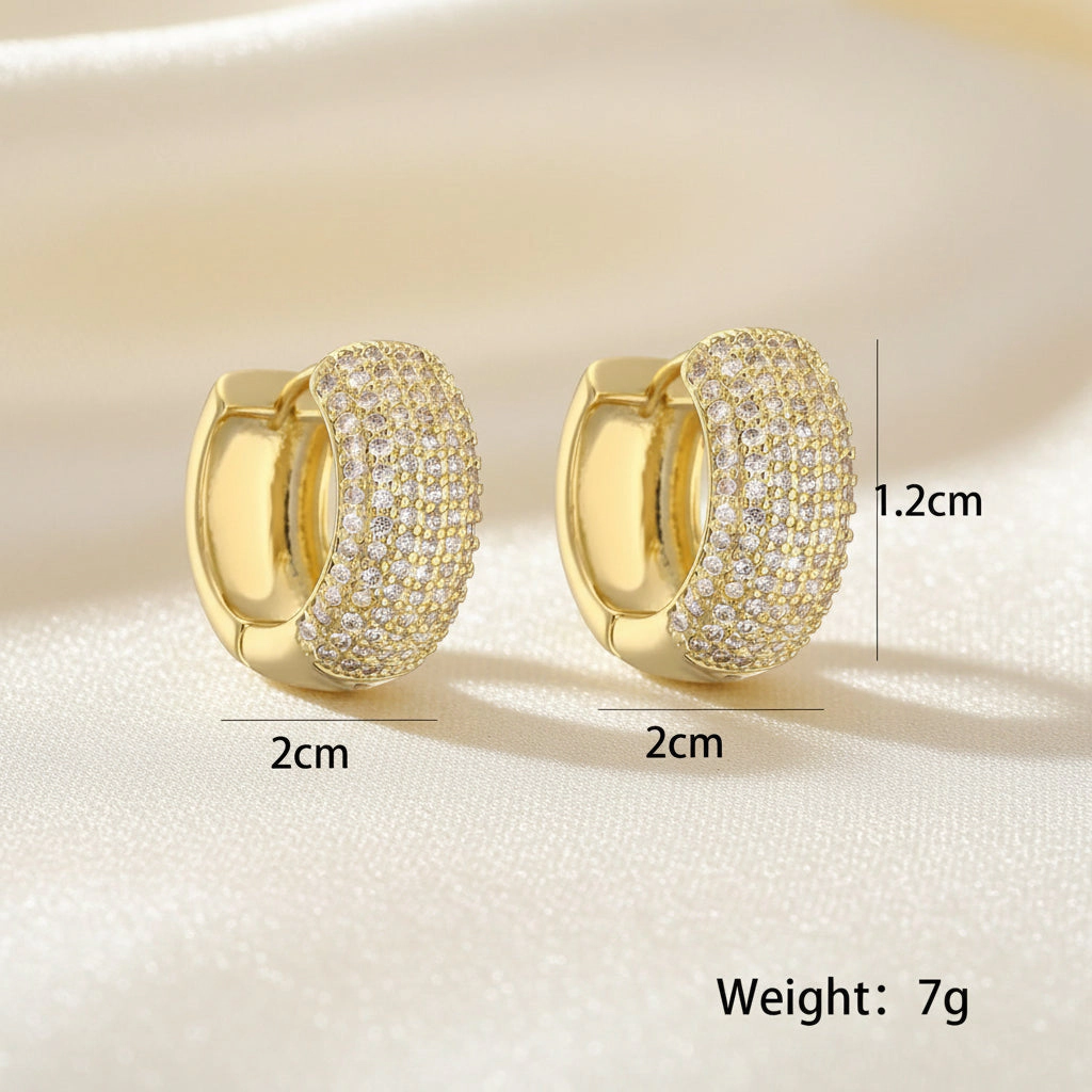 DressAtR Women's Zircon 18K Gold Plated Hoop Earrings