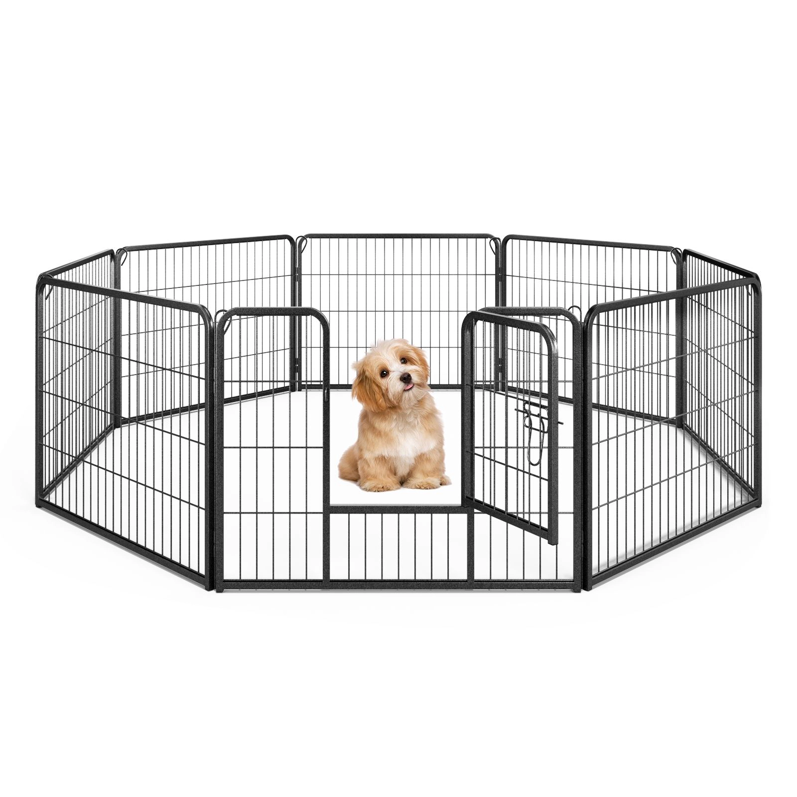 SlickBlue Metal Dog Playpen with 8 Panels and Adjustable Height Options