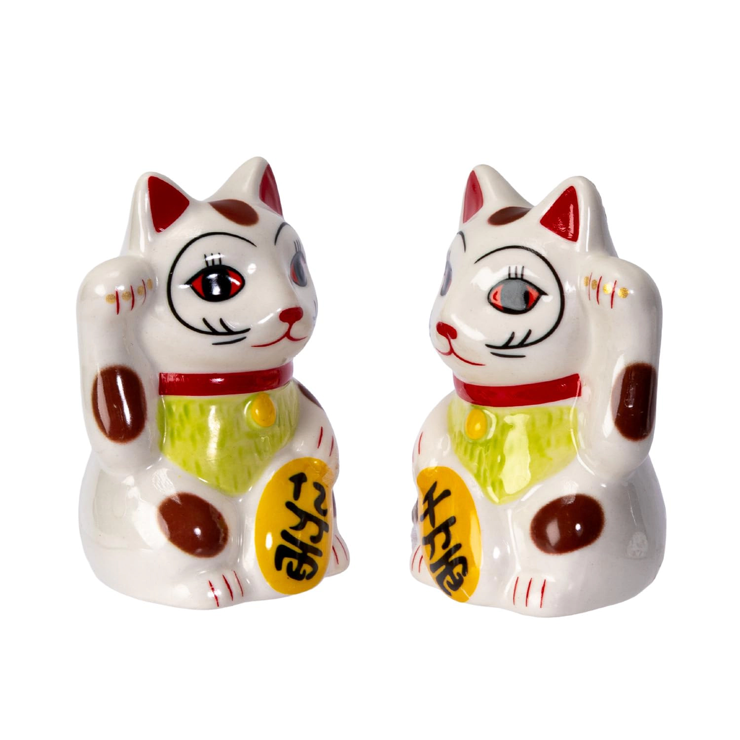 Pacific Giftware Japanese Maneki Neko Lucky Cat Magnetized Ceramic Salt and Pepper Shakers