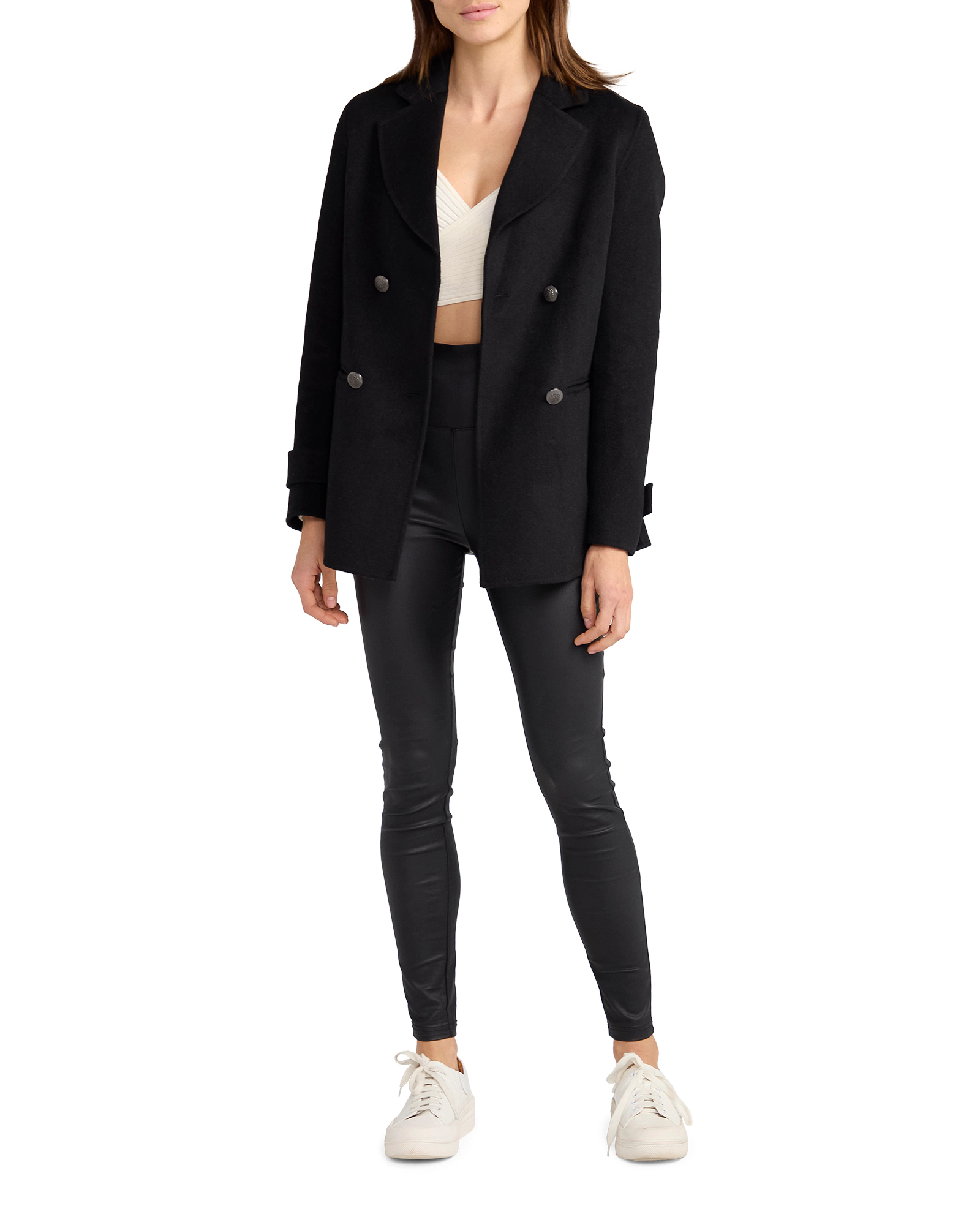 Belle & Bloom Womens Forget You Wool Blend Military Peacoat
