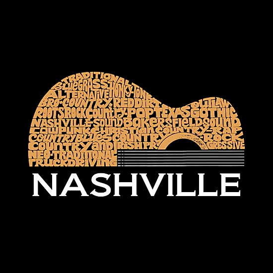 LA Pop Art Nashville Guitar - Women's Word Art Hooded Sweatshirt