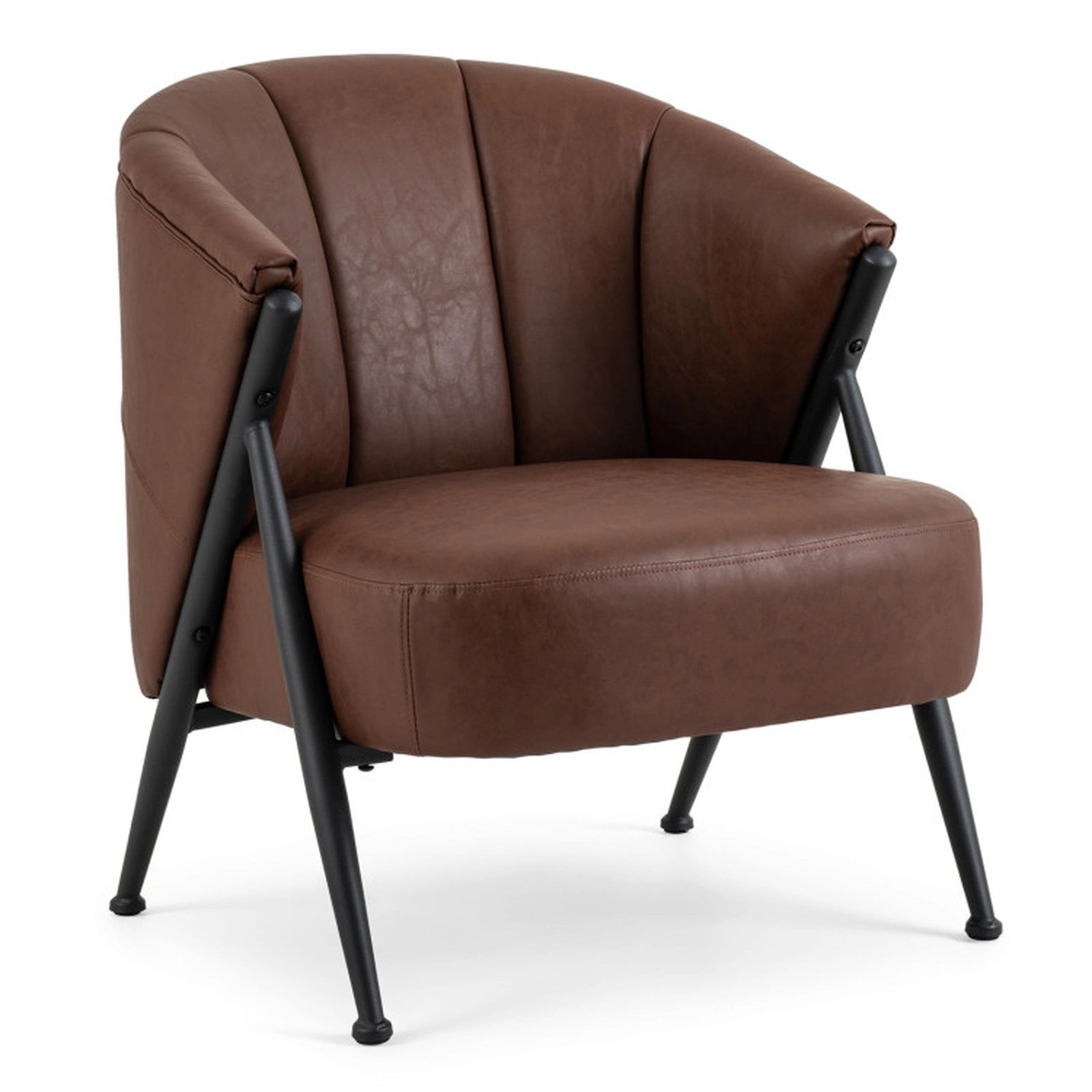 SUGIFT Mid Century Modern Accent Chair with Curved Backrest and Wide 23.5 x 21 in Seat 352-lb Capacity Brown