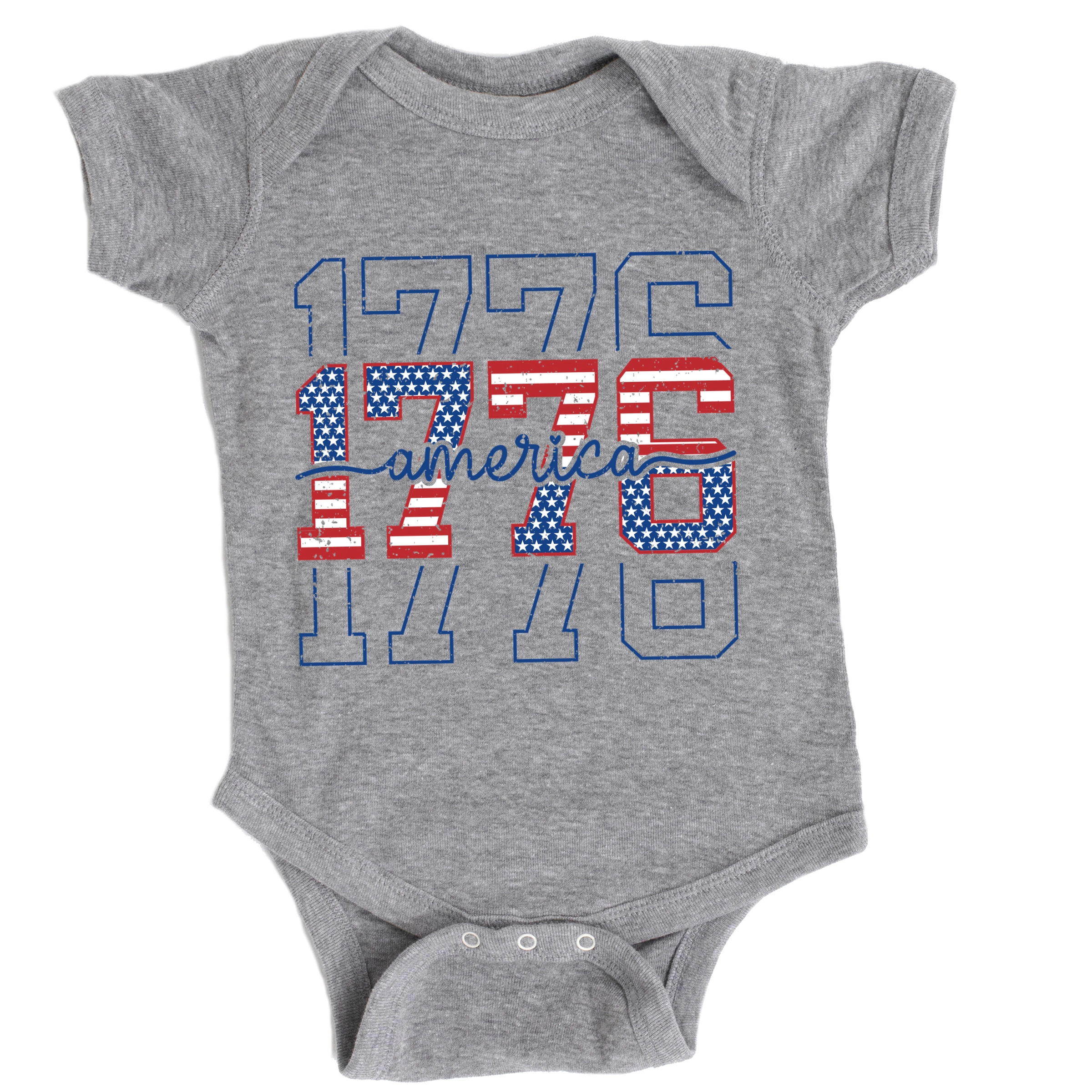 The Juniper Shop - 1776 America Stacked Baby Short Sleeve Graphic Bodysuit