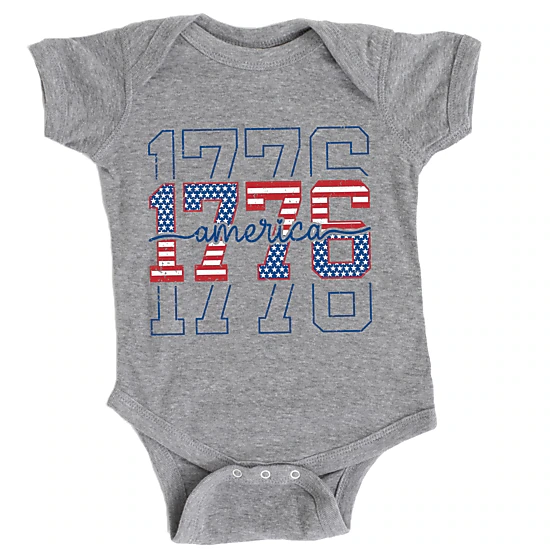 The Juniper Shop - 1776 America Stacked - Baby Short Sleeve Graphic Bodysuit