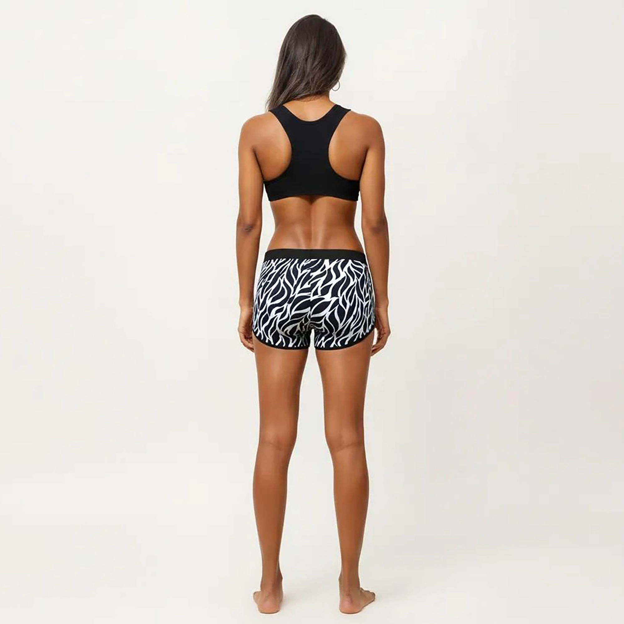 Anna-Kaci Sport Bikini Set - Scoop Neck Crop Top and Swim Shorts