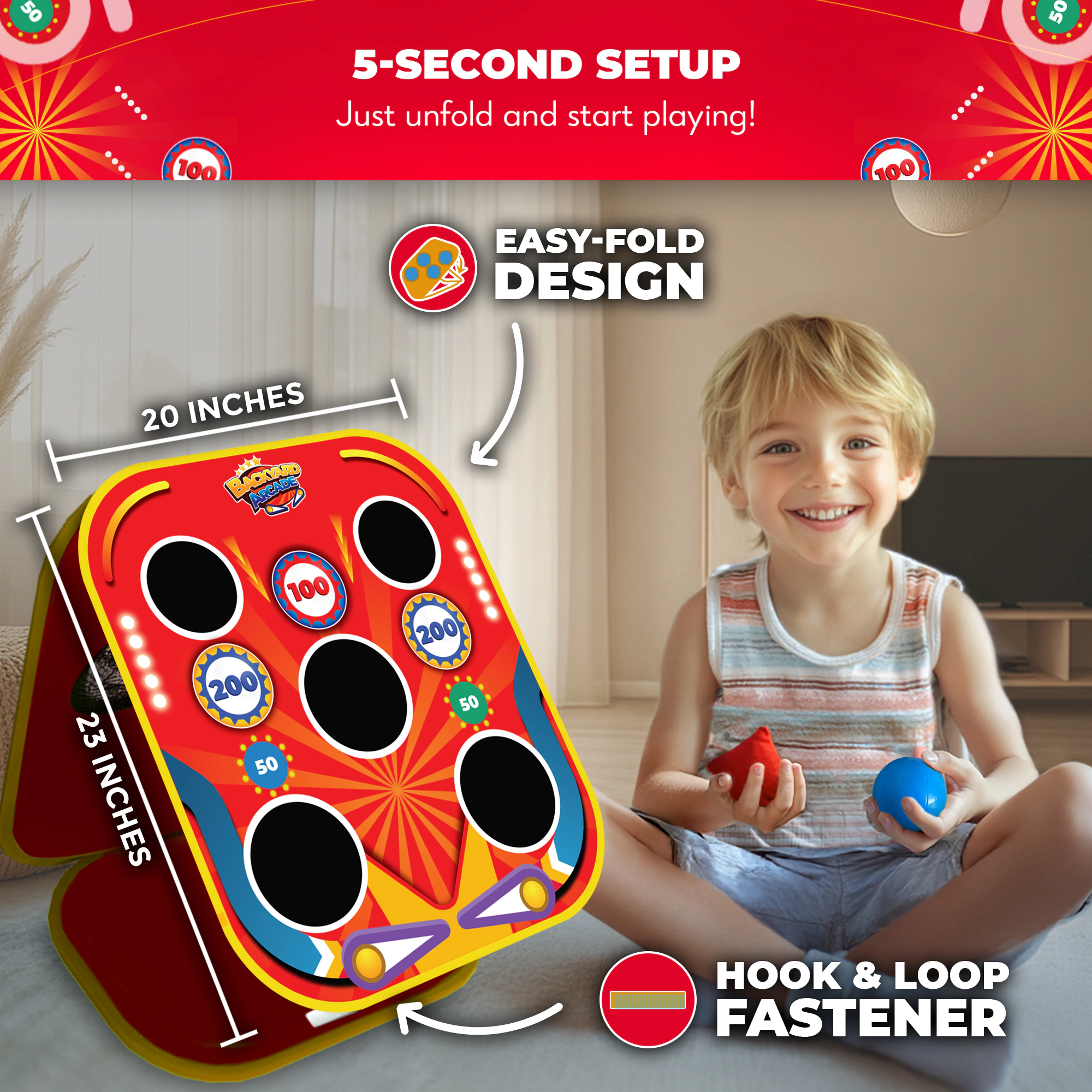 Swooc Games | Backyard Arcade™ | 2-in-1 Bean Bag Toss Game for Kids