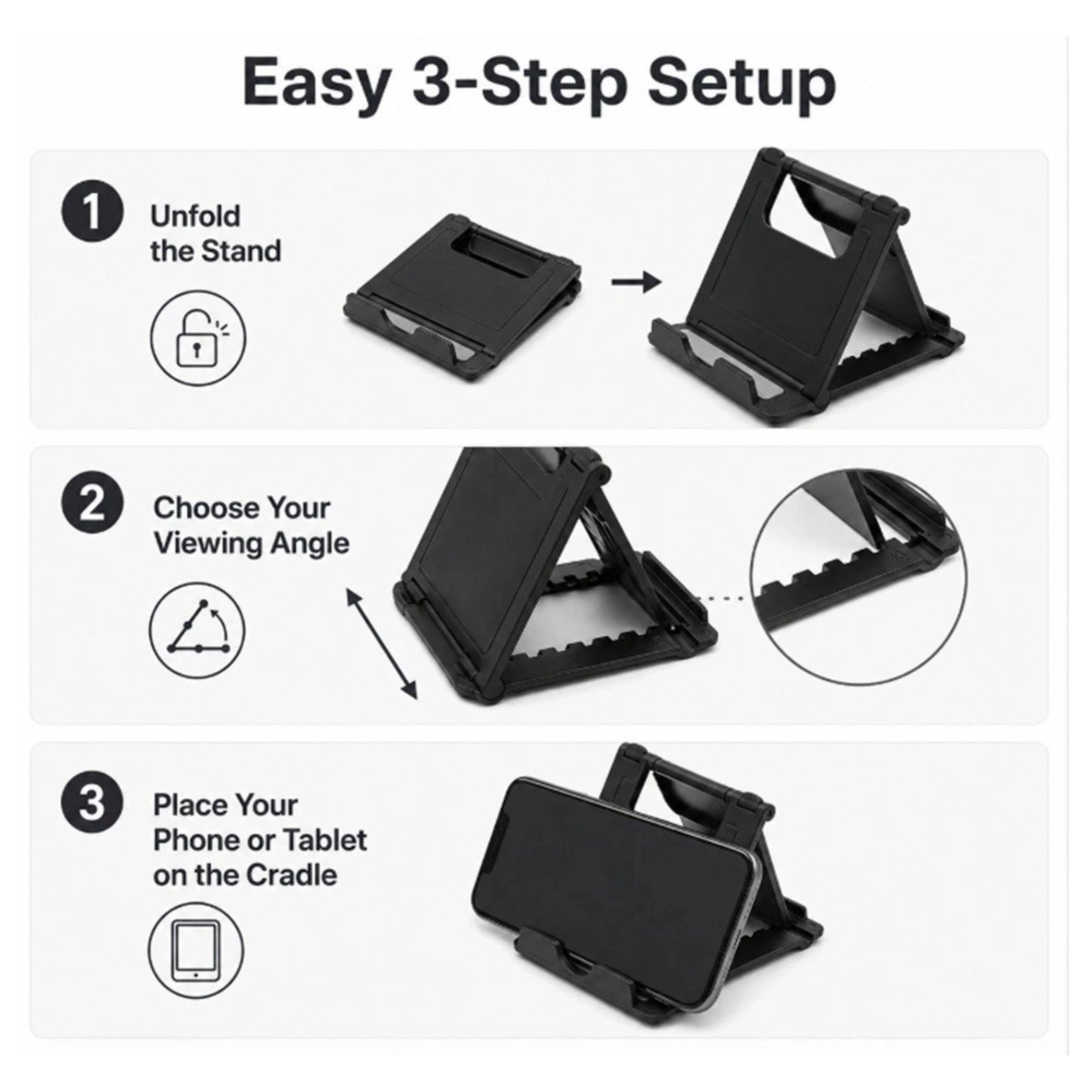 Home Collection Universal Foldable Phone Stand Adjustable Desk Holder Cradle