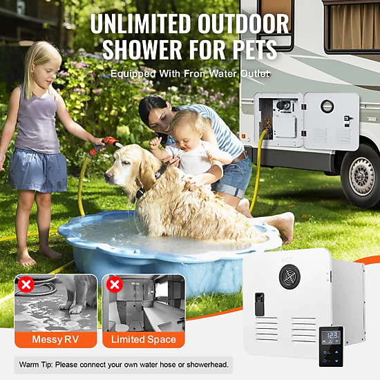 HONGGE RV Tankless Water Heater Instant Shower with 15 x 15 inches Door and Remote Controller Optimized Comfort