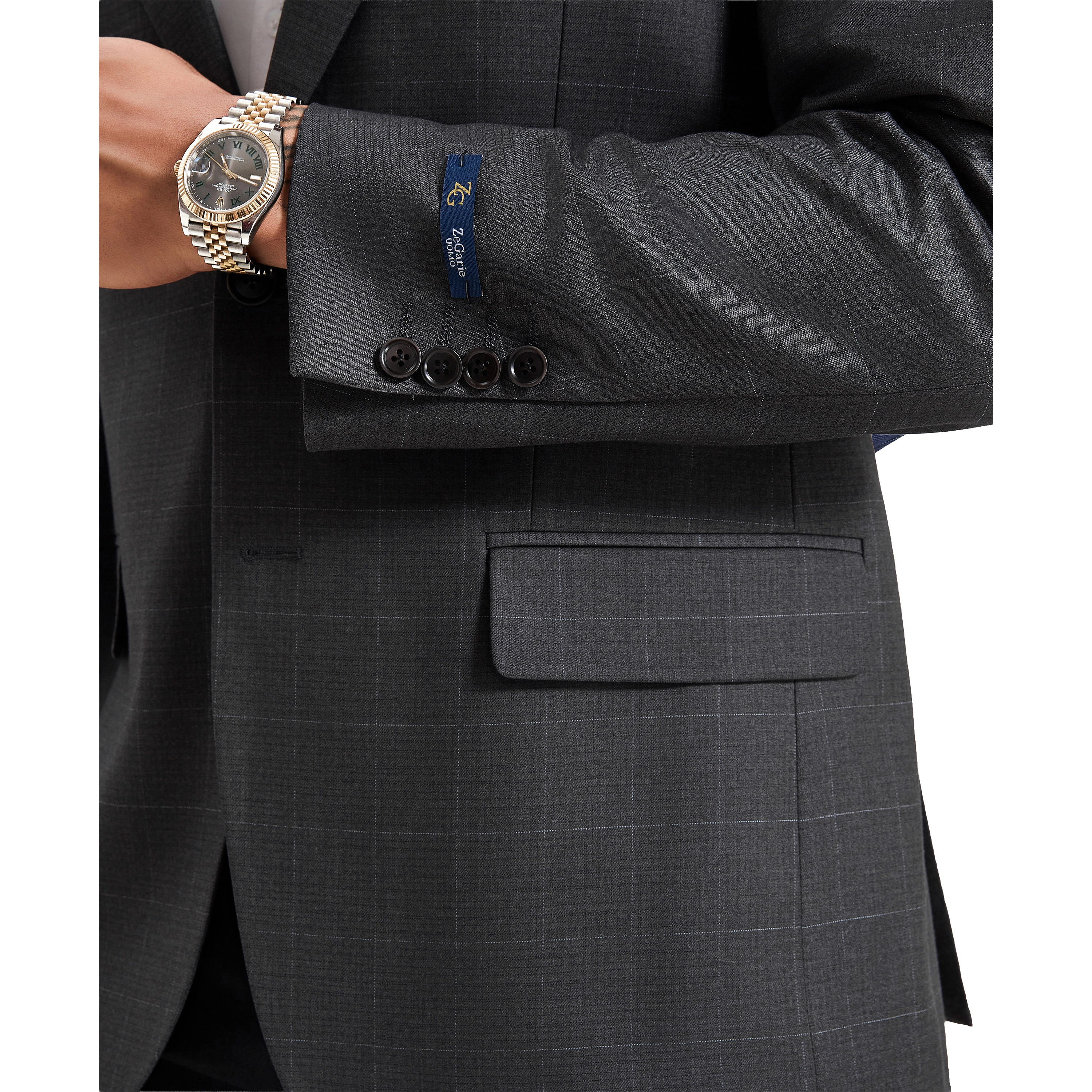 ZeGarie Mens Modern Fit Thin Windowpane Sport Coat