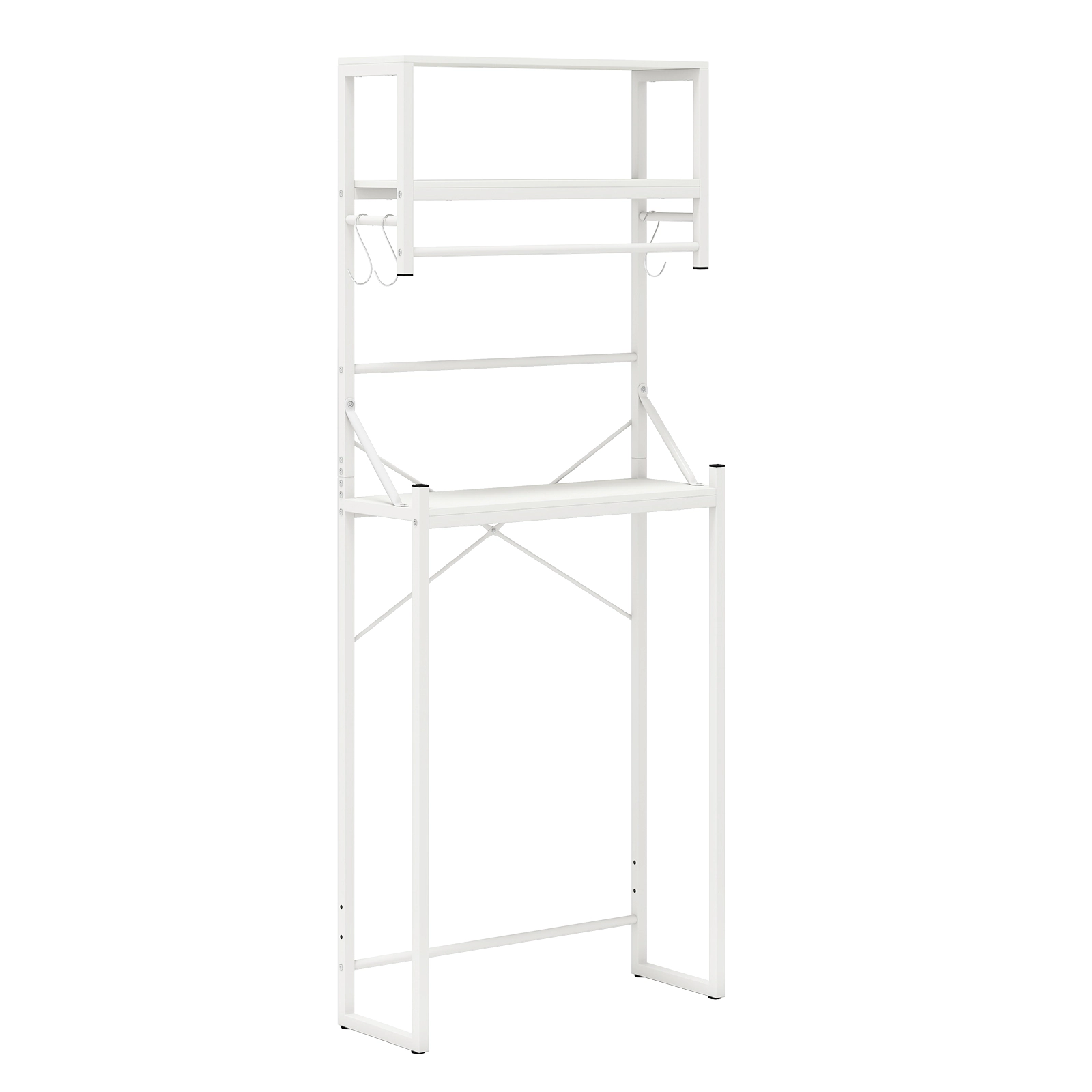 Slickblue Over-the-Toilet Bathroom Organizer Shelf 64in 3-Tier White Metal Rack Adjustable Bar