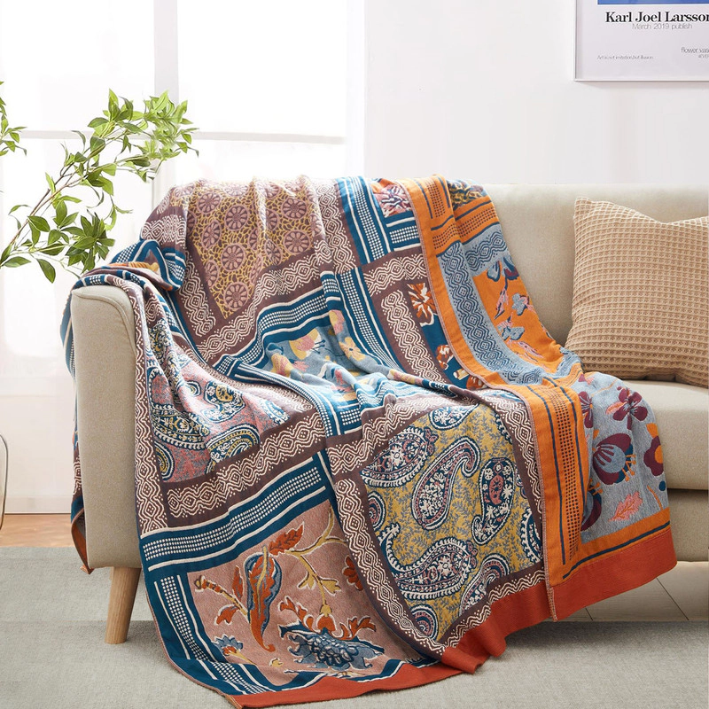 Unikome Super Soft Breathable Cotton Throw Blanket - Lightweight Textured Blanket, 60x80"