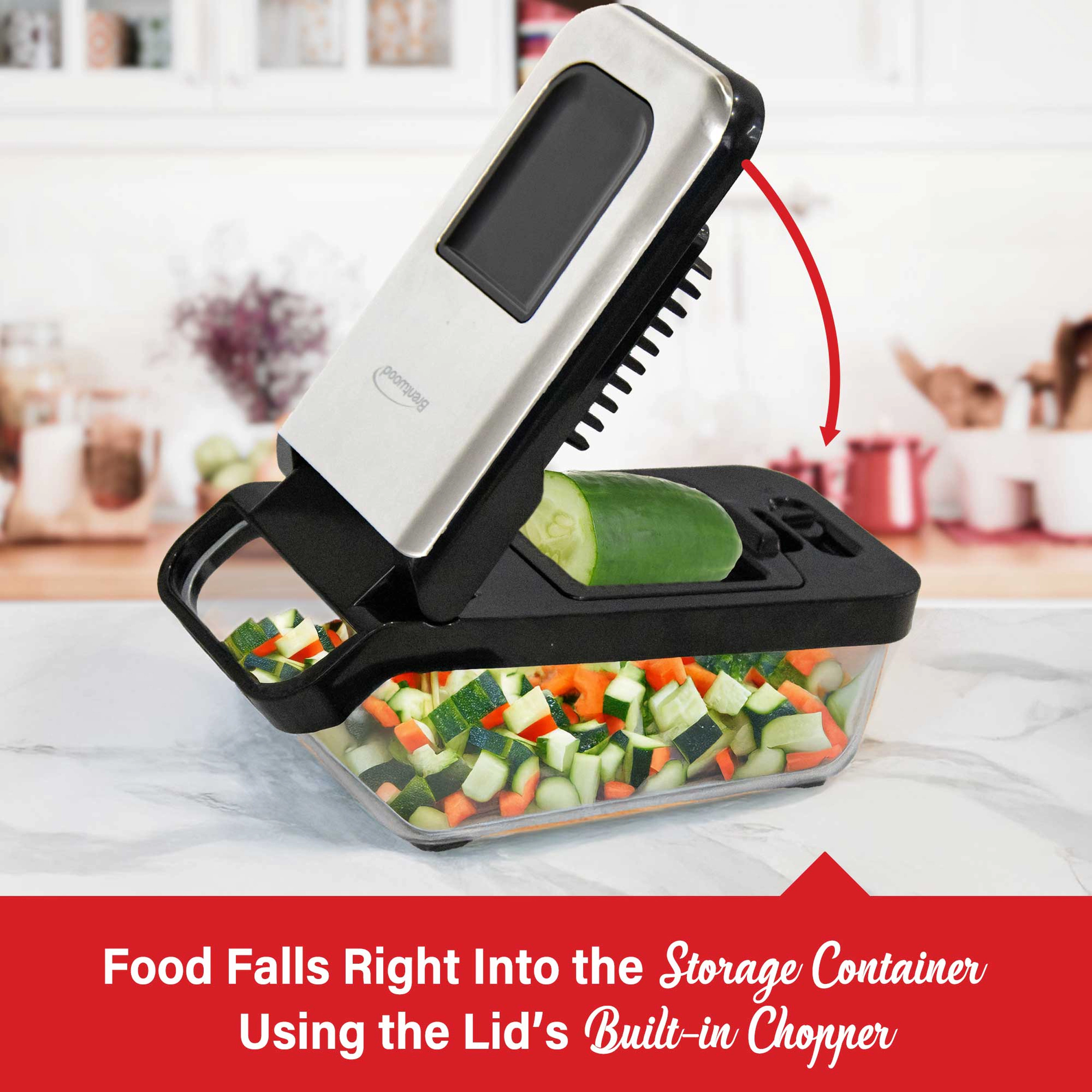 Brentwood 3.6 Cup  Vegetable Chopper in Black with 2 Interchangeable Blades