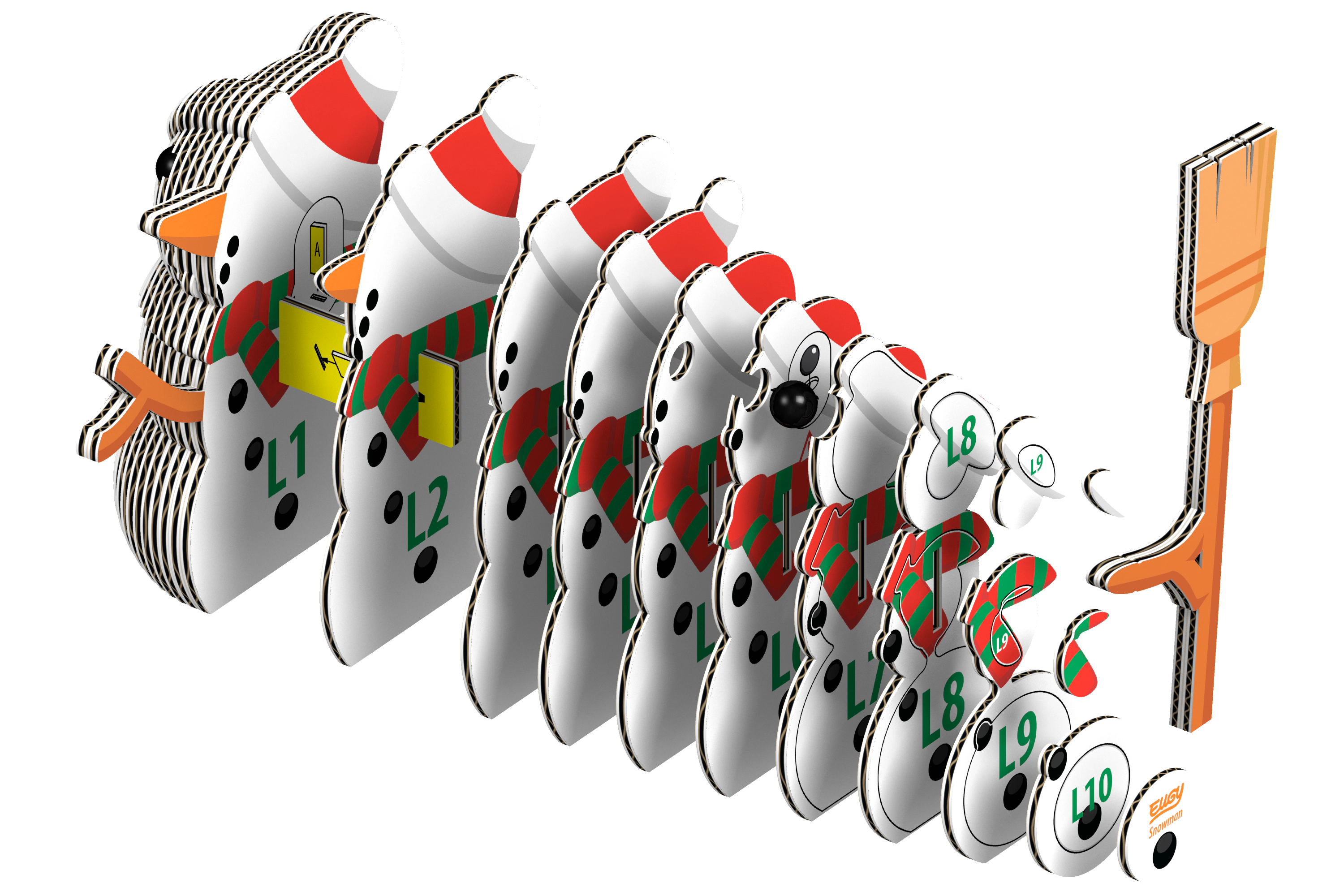 EUGY Snowman 3D Puzzle - contains 28 puzzle pieces