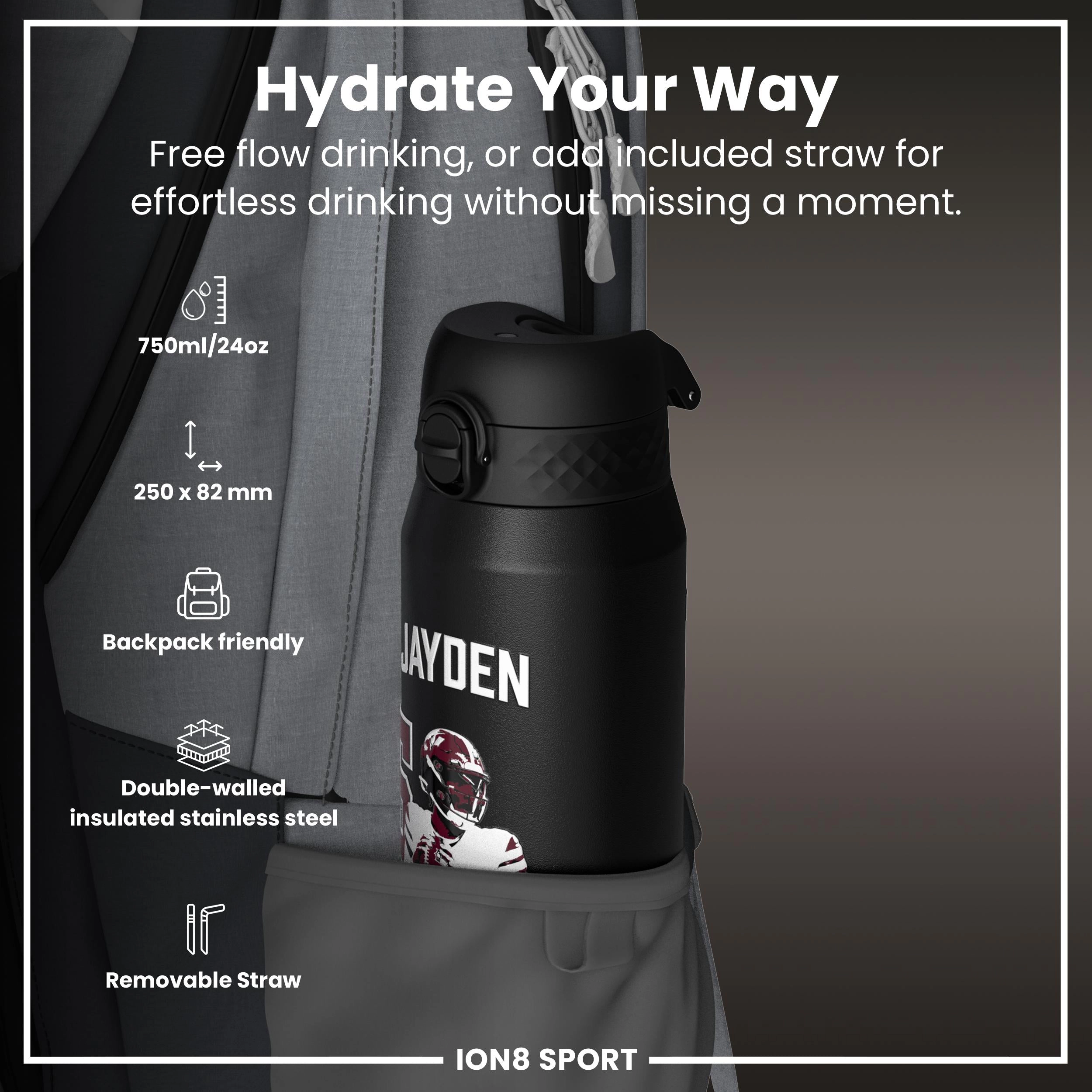 Youzey Ion8 24oz Unisex NFL PA Thermal Steel Water Bottle - Locked Series