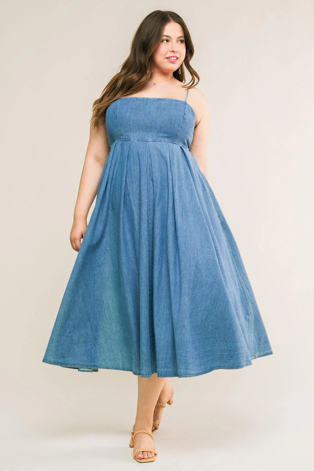 TRUEDAMES Women Captivating Heart Denim Midi Dress