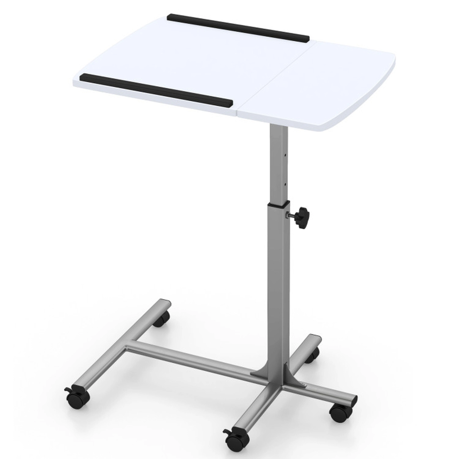SUGIFT Tilting Top Swivel Casters Rolling Laptop Desk 23.5-in x 16-in 24.5-in to 36-in Height 33-lb Capacity White