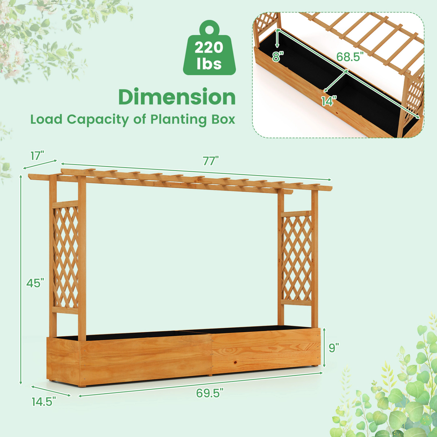 SlickBlue Outdoor Raised Garden Bed with Large Wooden Planter Box