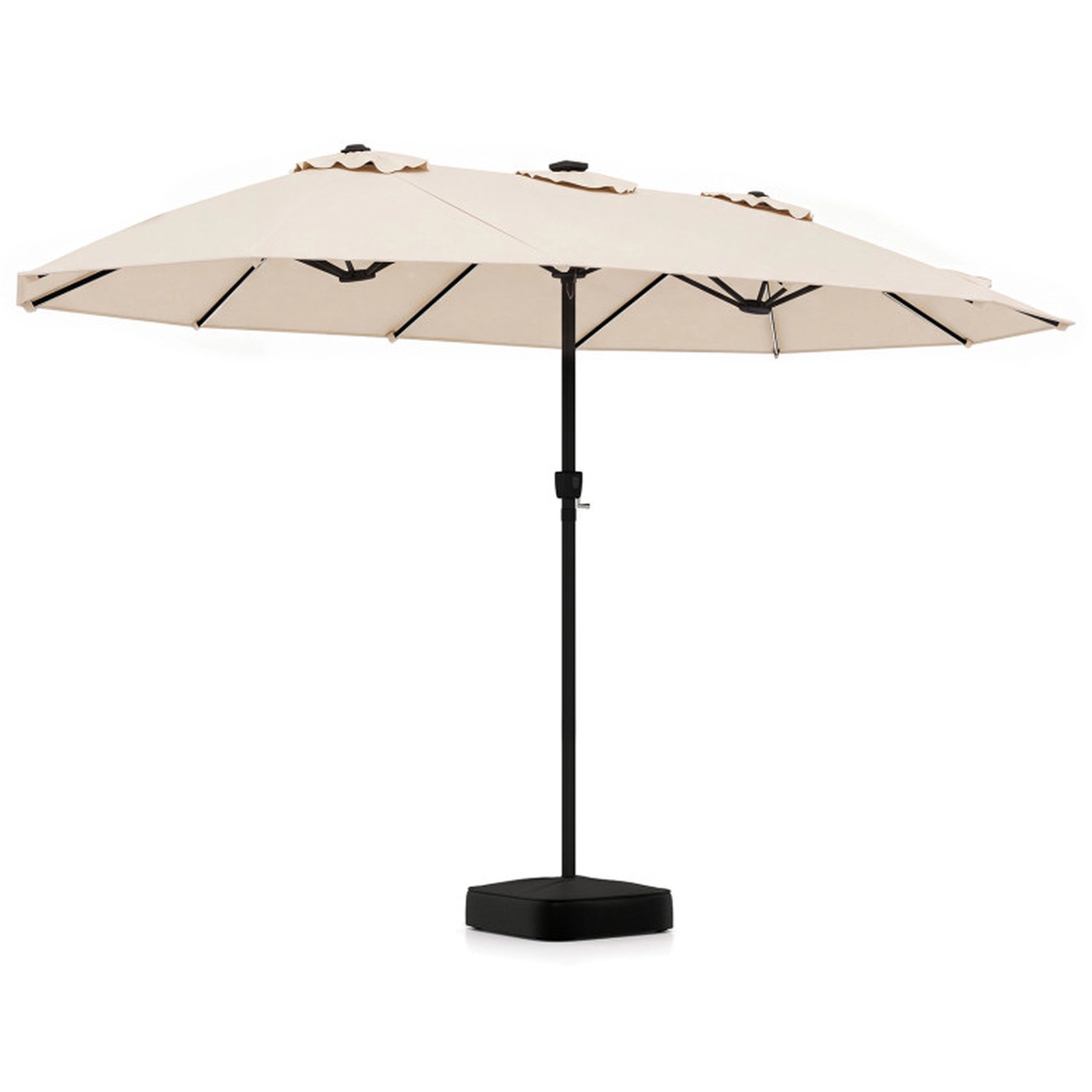 SUGIFT 144 Solar LED Lights and 12 Reinforced Ribs 15.5 FT Extra-Large Double-Sided Patio Umbrella