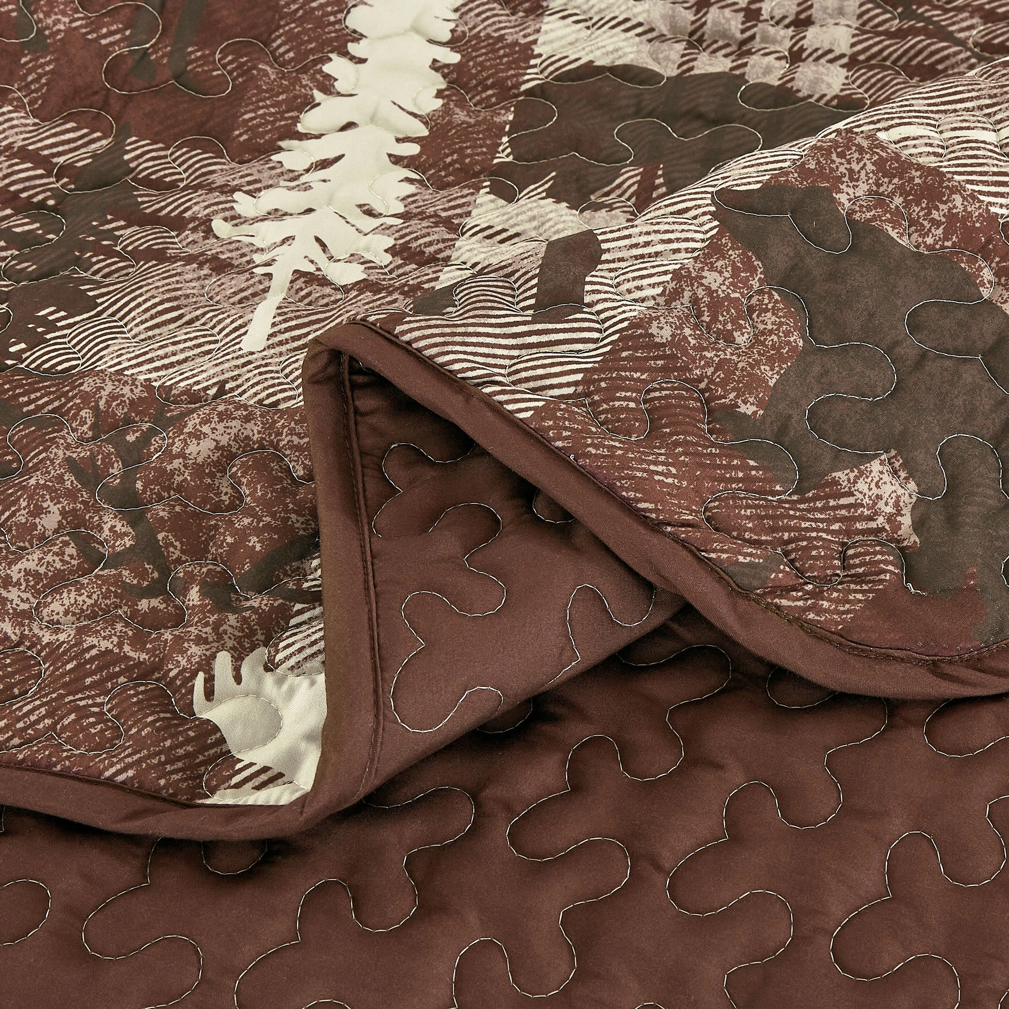 MarCielo 3 Piece Rustic Wildlife Reversible Polyester Quilt Bedspread Set