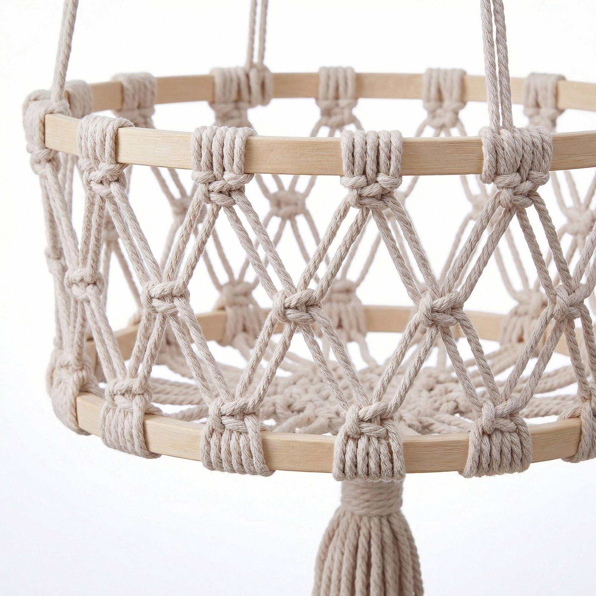 Alilang Unisex 3 Tier Macrame Hanging Storage Basket Cotton Rope Wall Organizer Boho Space Saving Storage