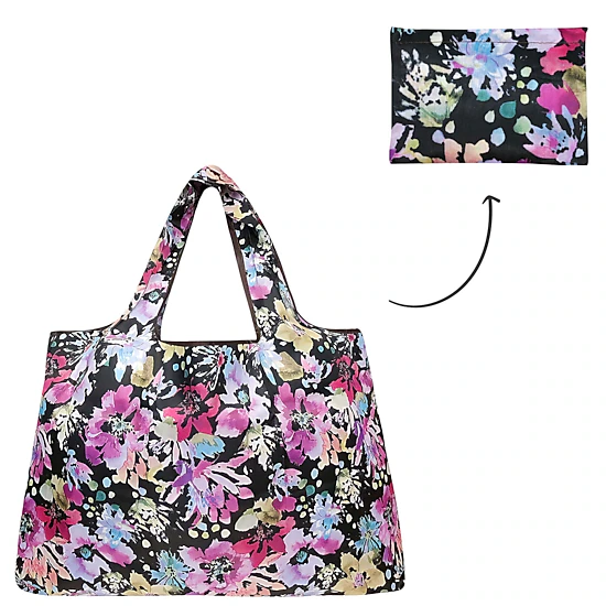 Wrapables Large Nylon Reusable Shopping Bag for Groceries, Violet Flowers