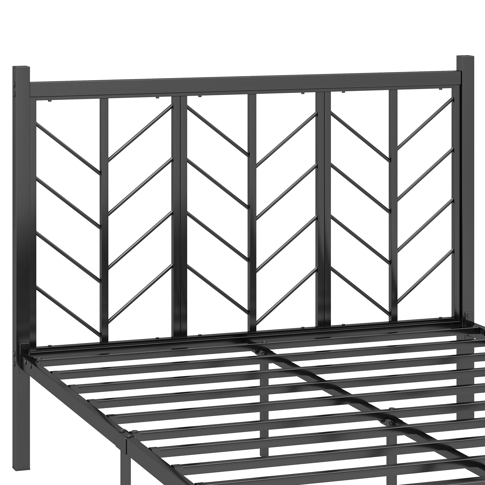 LJG Platform Bed with Headboard and Metal Frame