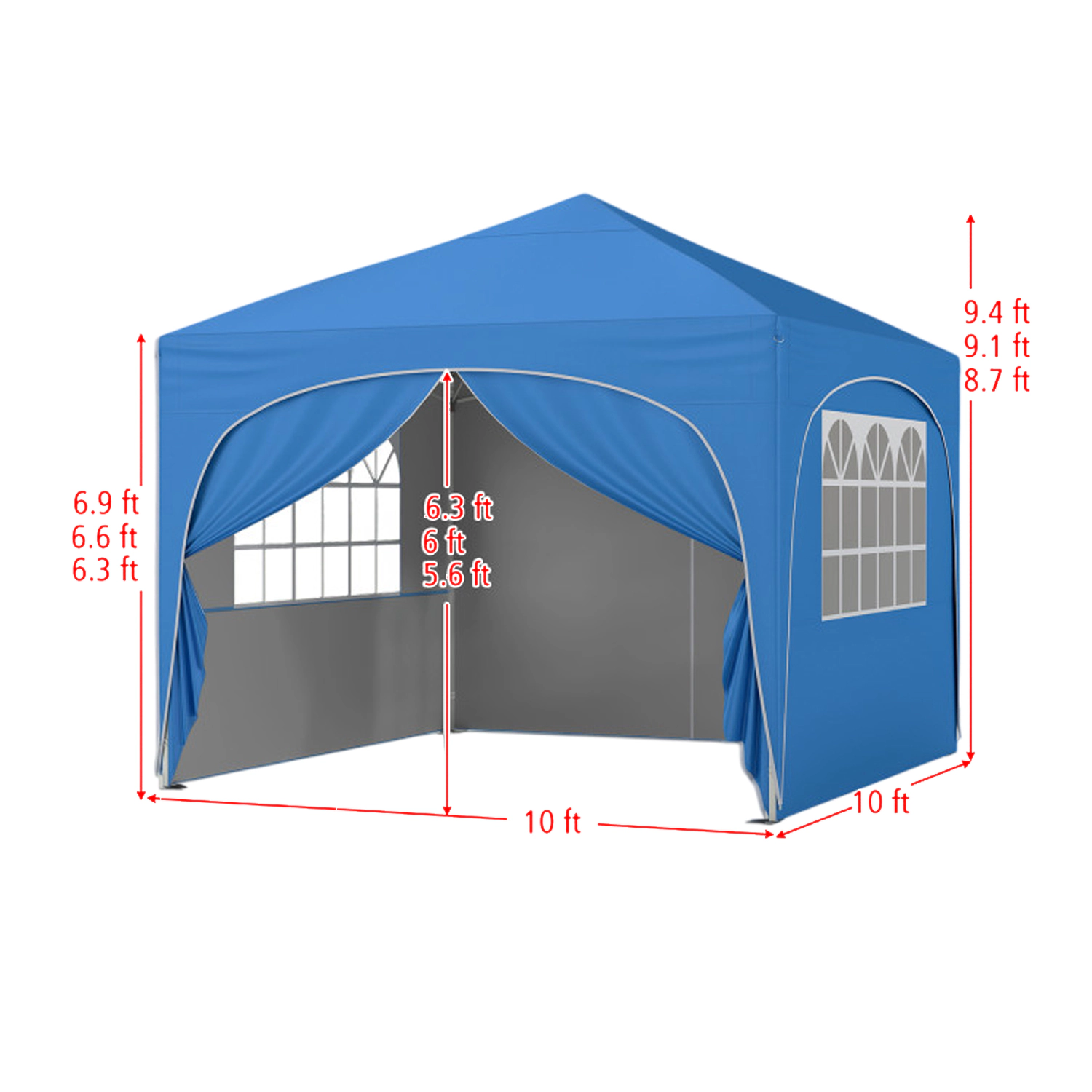 Hivvago 10 x Ft Quick Setup Canopy Shelter with Four Zip-Off Sidewalls