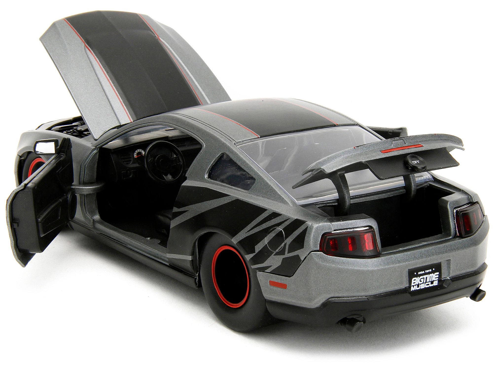 Jada Collectible 2010 Ford Mustang Gt Matt Gray Metallic With Black Graphics And Stripes Performance" "Bigtime